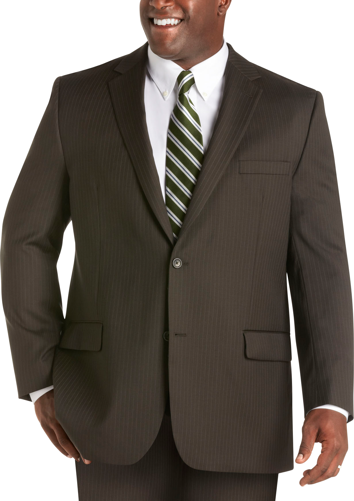 Pronto Uomo Olive Multistripe Portly Fit Suit