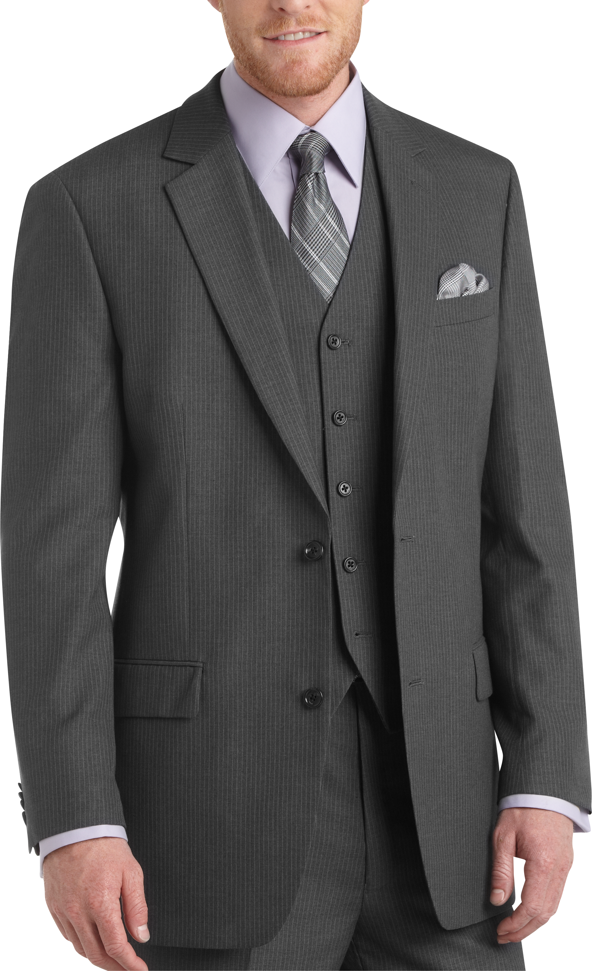 Michael Kors Gray Stripe Slim Fit Vested Suit