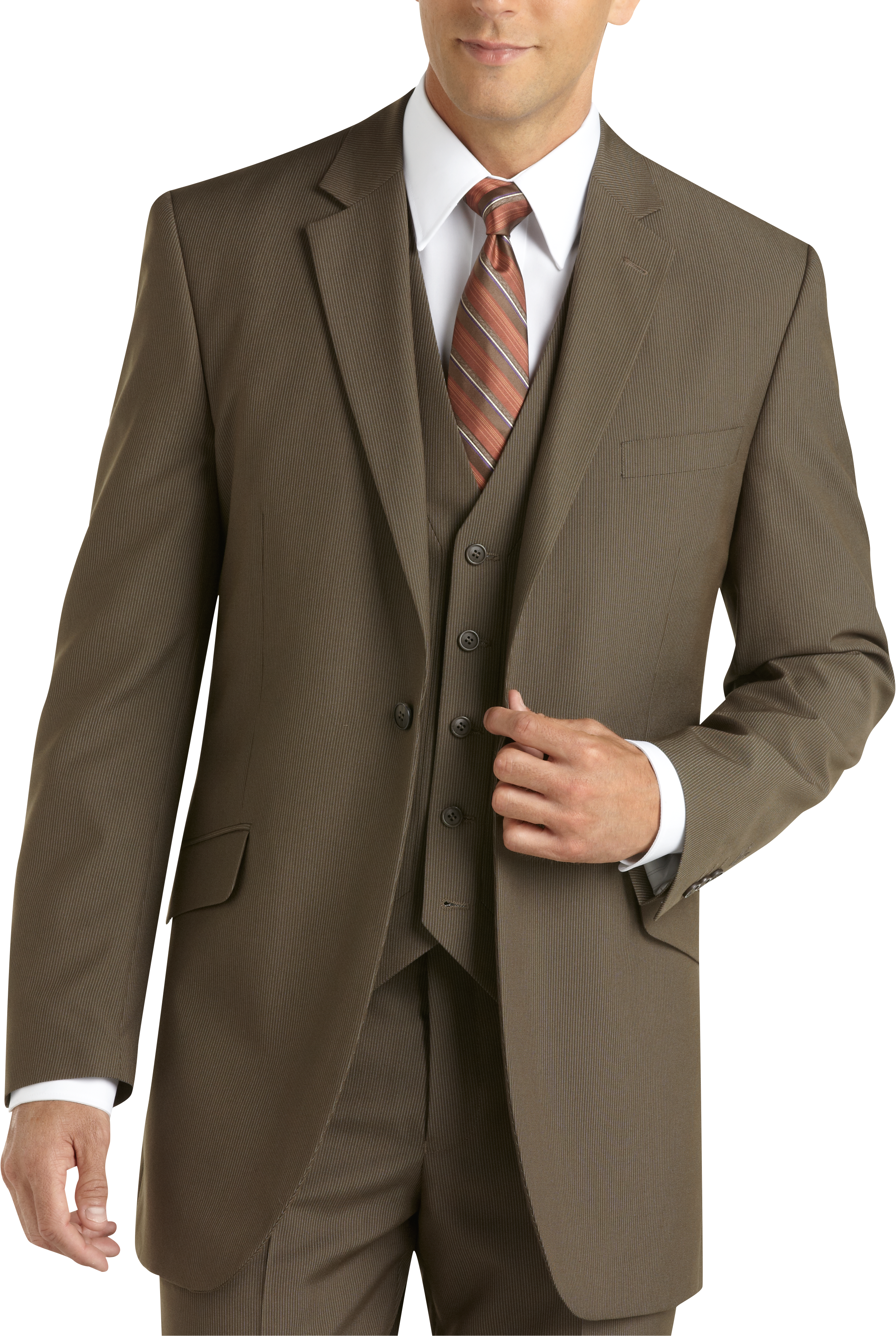 English Laundry Taupe Multistripe Modern Fit Vested Suit