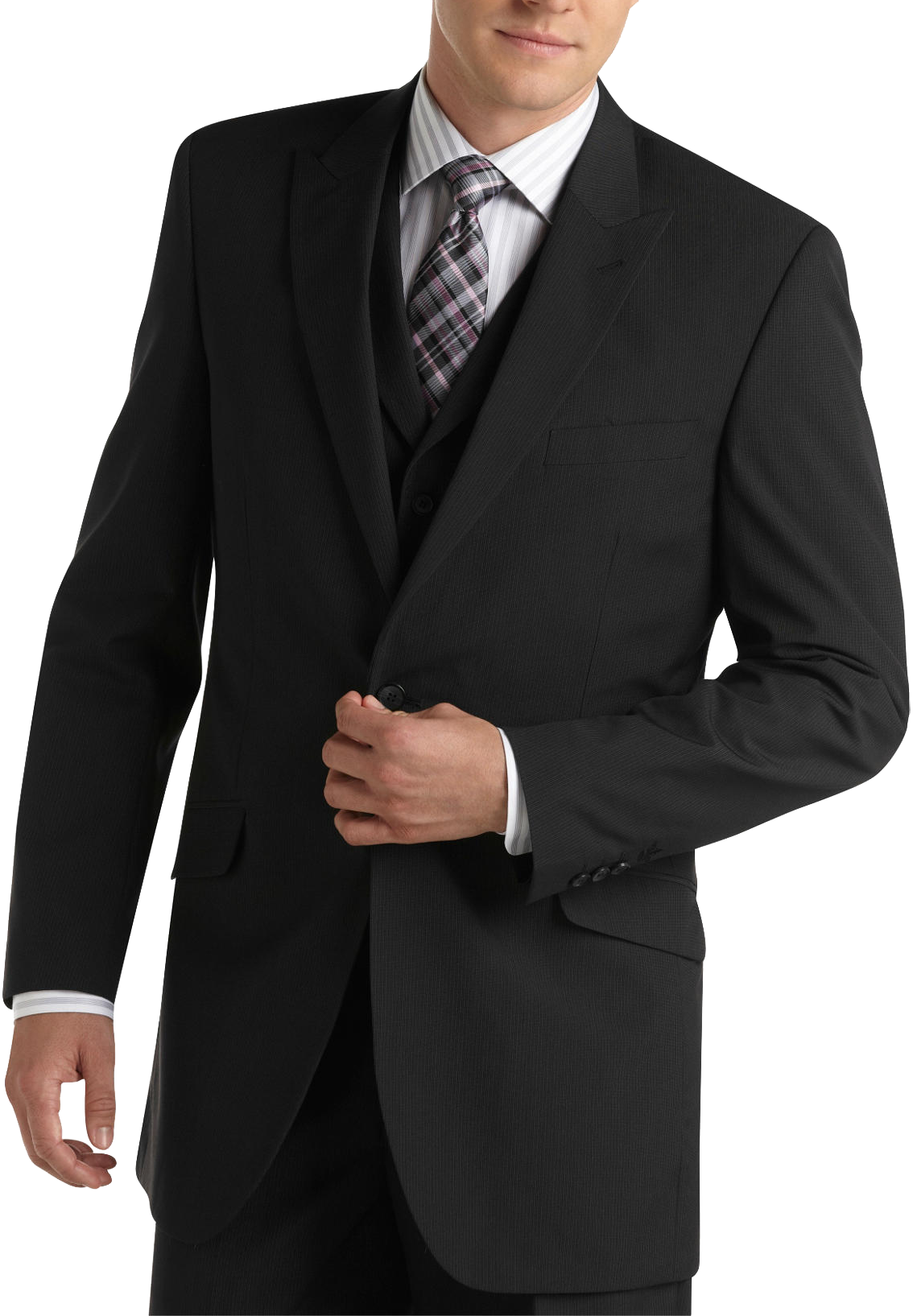 English Laundry Black Stripe Modern Fit Vested Suit