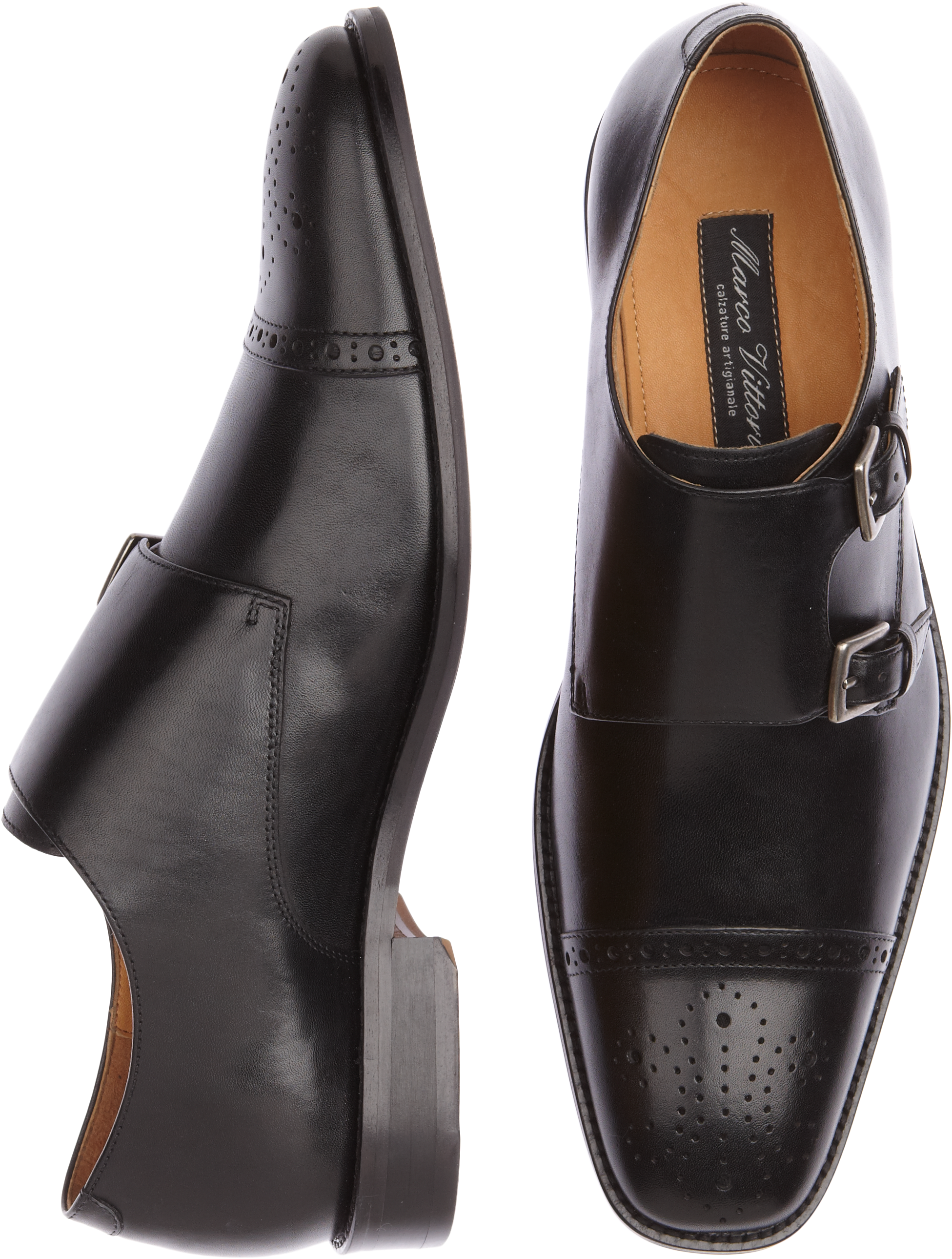 Marco Vittorio Black Double Monk Strap Shoes
