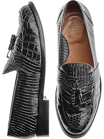 Studio Belvedere Robert Black Snakeskin Slip On Dress Shoes