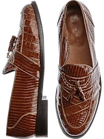 Studio Belvedere Robert Brown Snakeskin Slip On Dress Shoes
