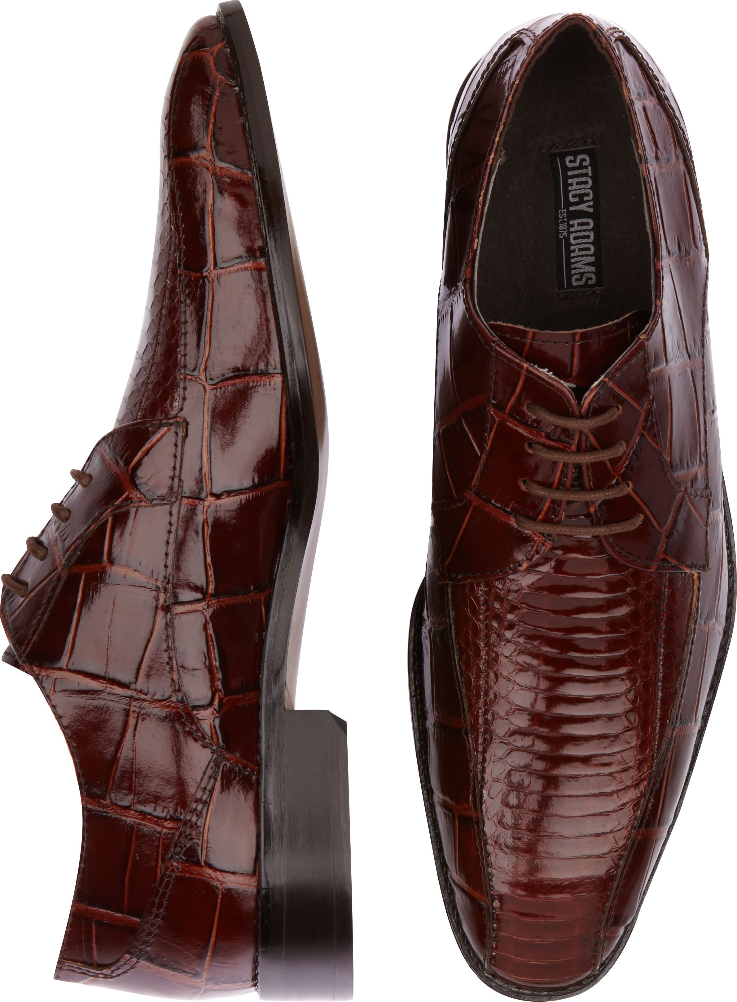 Stacy Adams Piccard Brown Snakeskin Bike Toe Lace Up Shoes