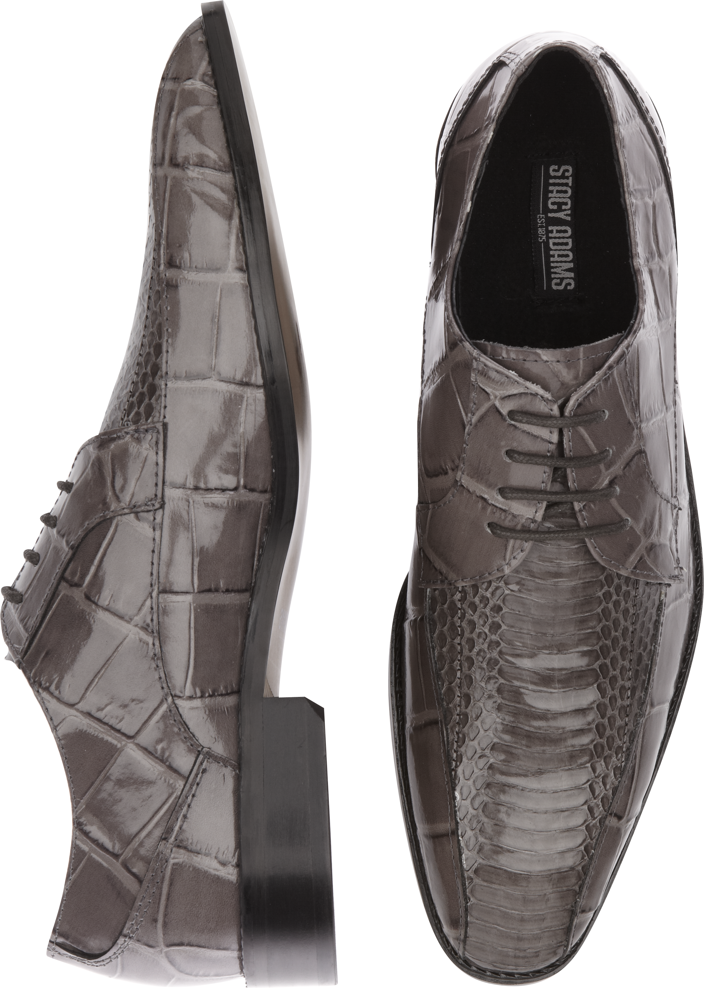 Stacy Adams Piccard Gray Snakeskin Bike Toe Lace Up Shoes