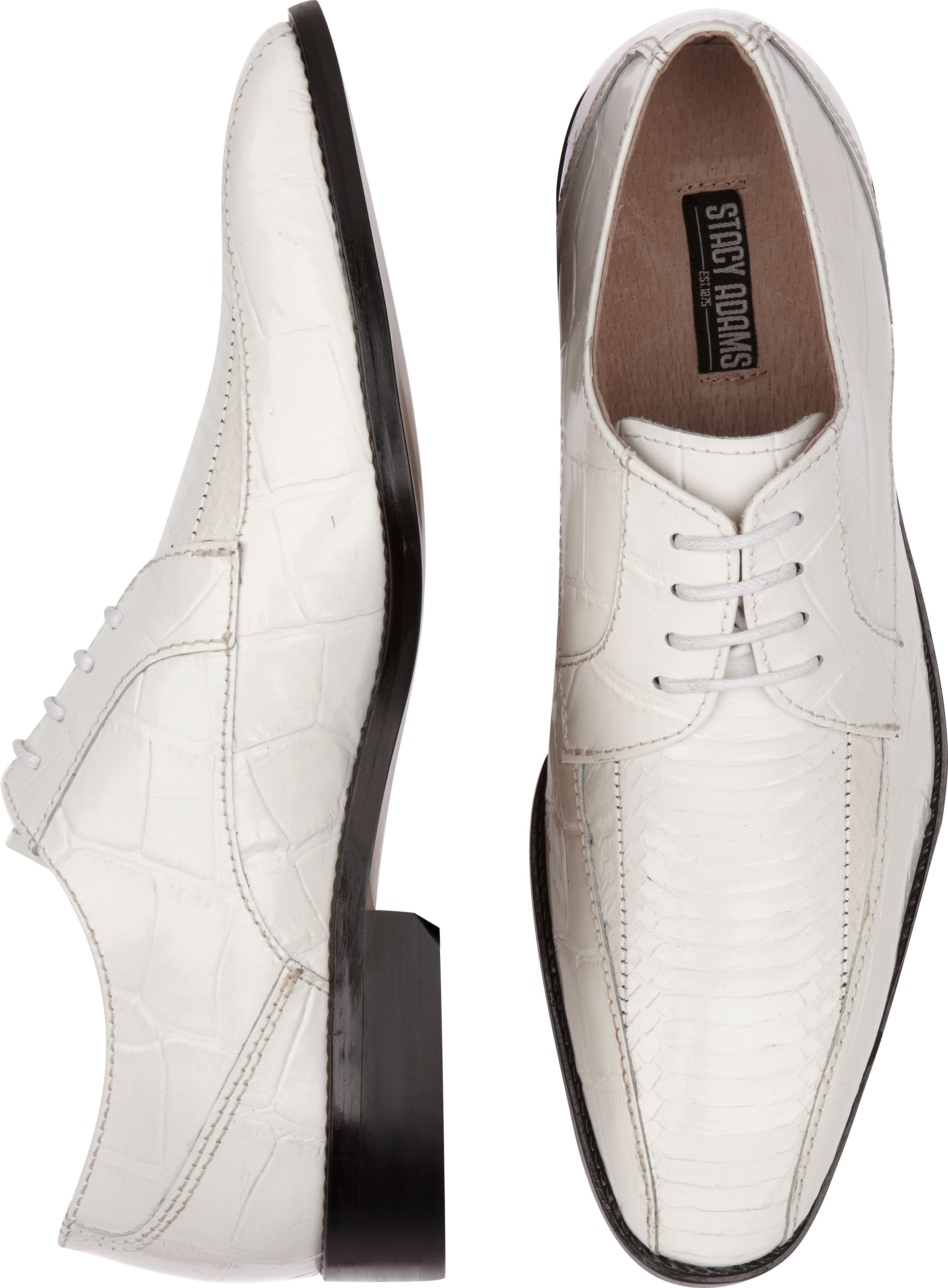Stacy Adams Piccard White Snakeskin Bike Toe Lace Up Shoes