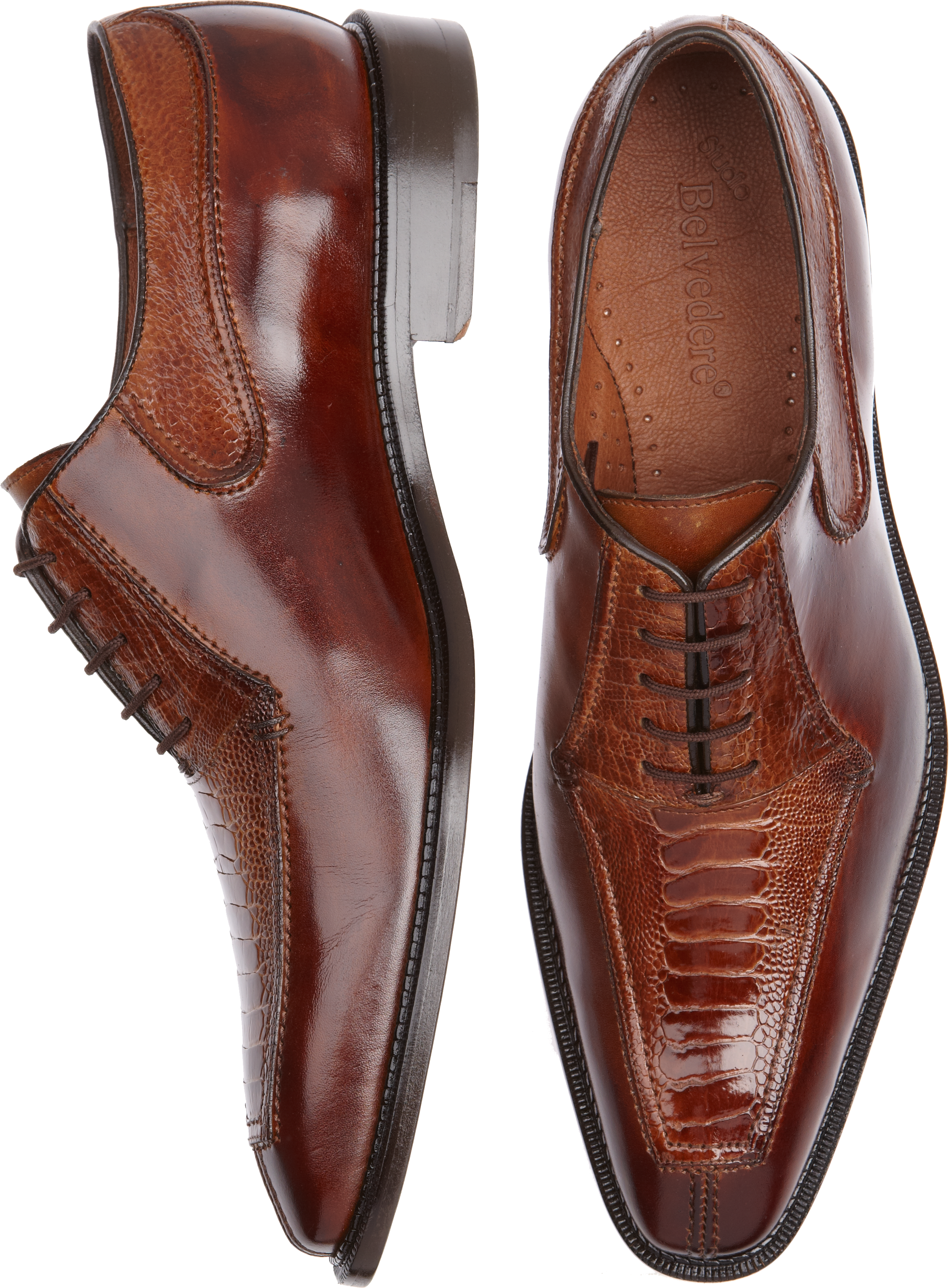 Belvedere Dino Tan Ostrich Oxfords