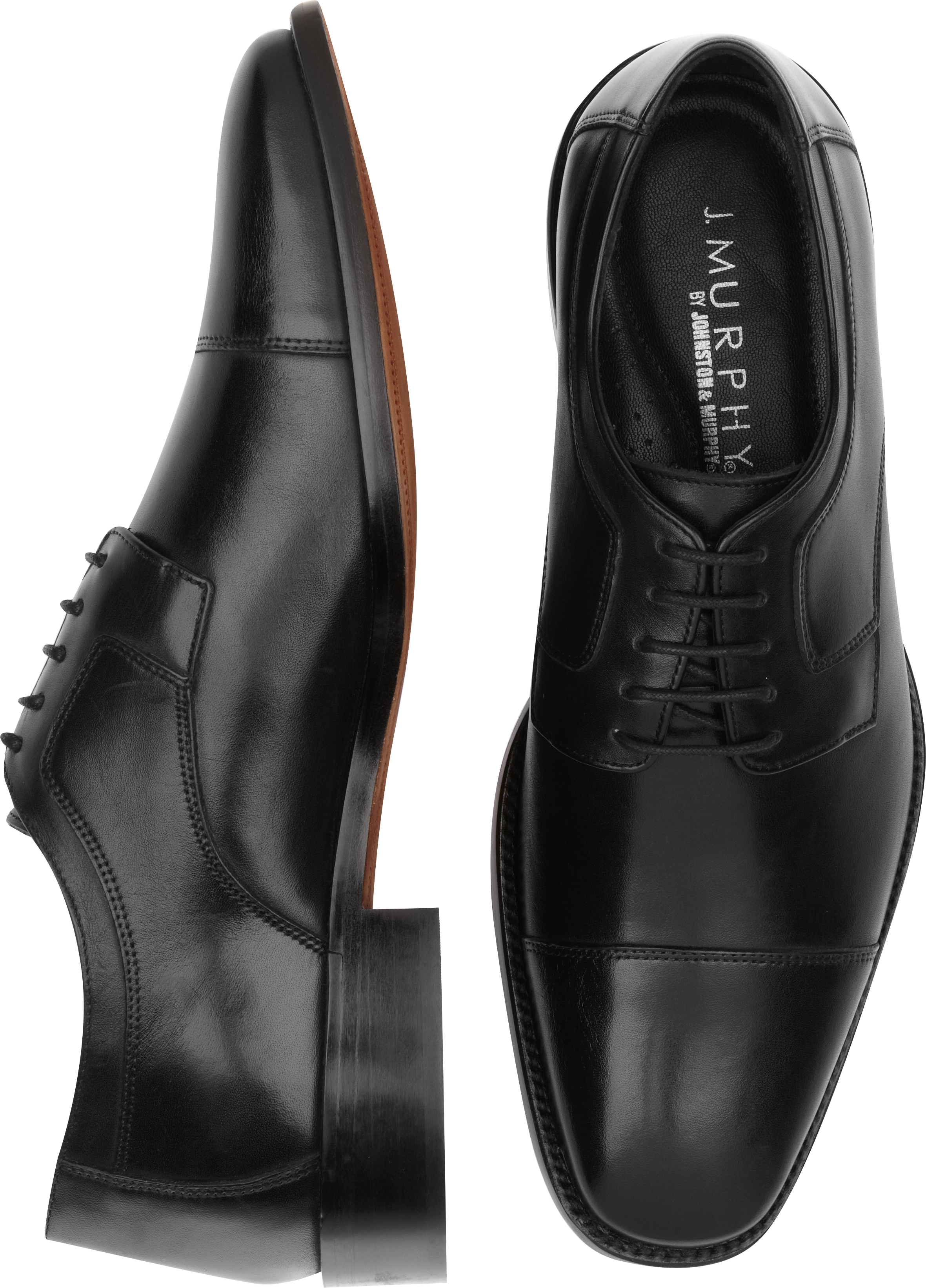 Murphy by Johnston  Murphy Novick Black Cap Toe Lace Up Shoes ...