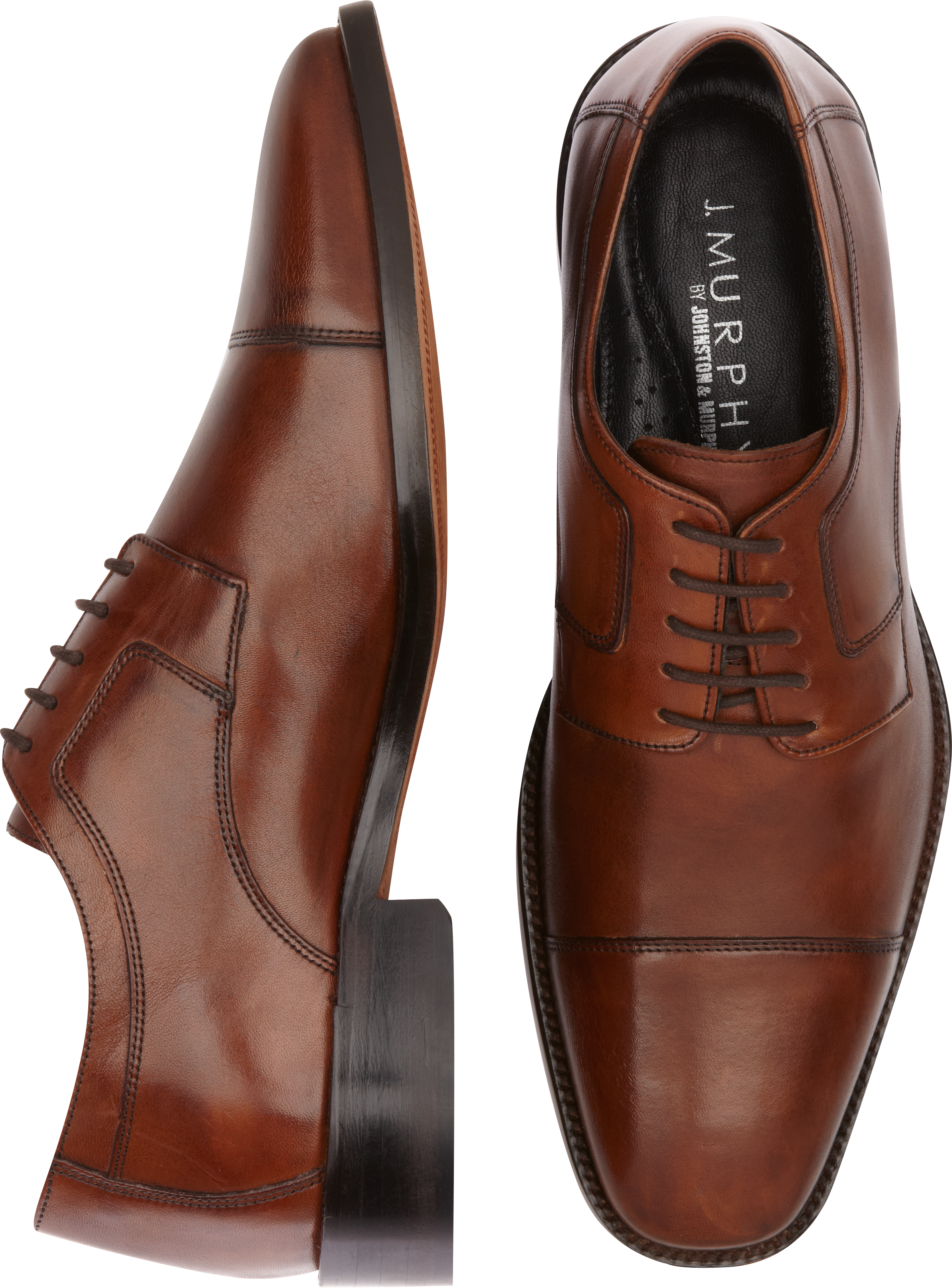 Murphy by Johnston  Murphy Novick Brown Cap Toe Lace Up Shoes ...