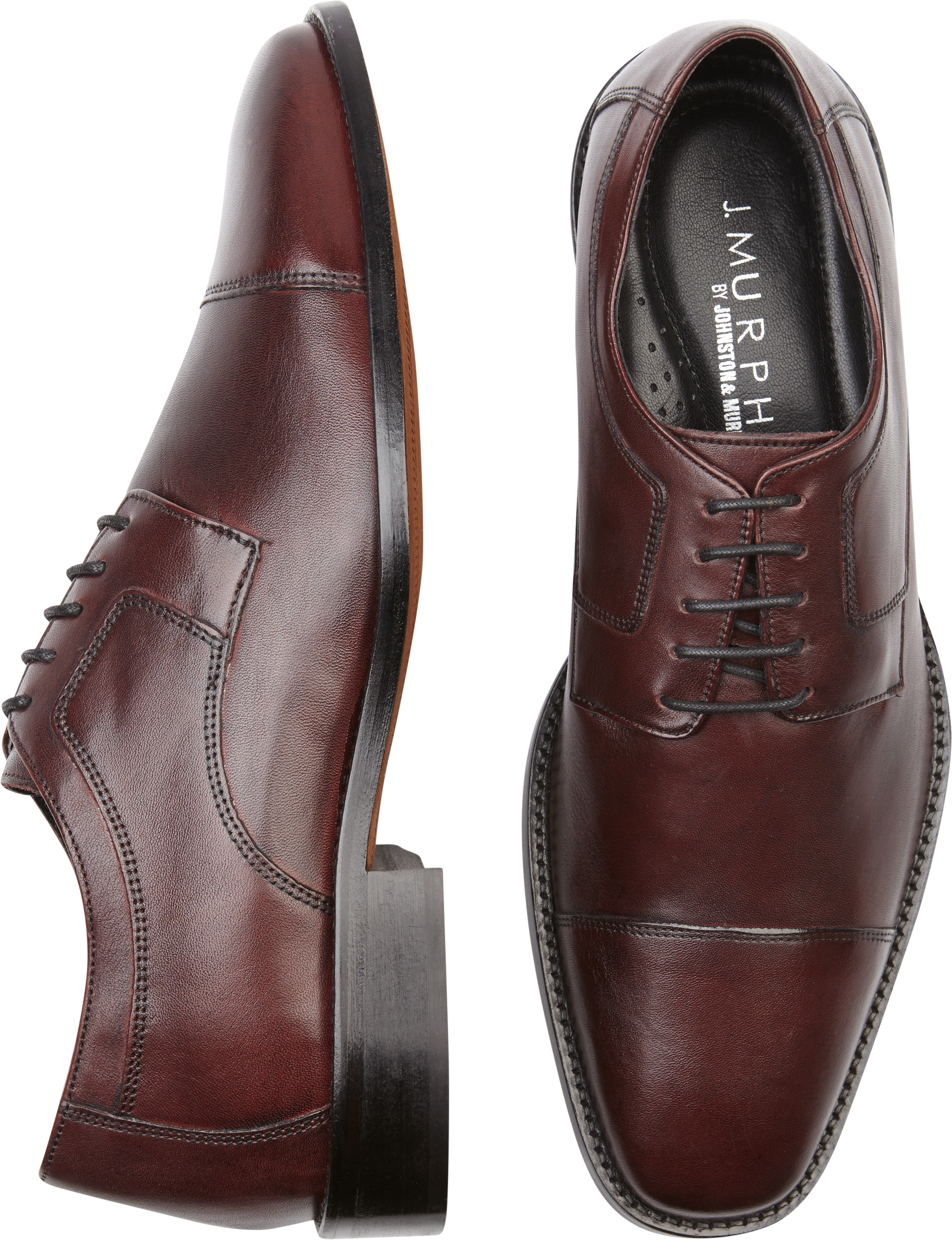 Murphy by Johnston  Murphy Novick Burgundy Cap Toe Lace Up Shoes