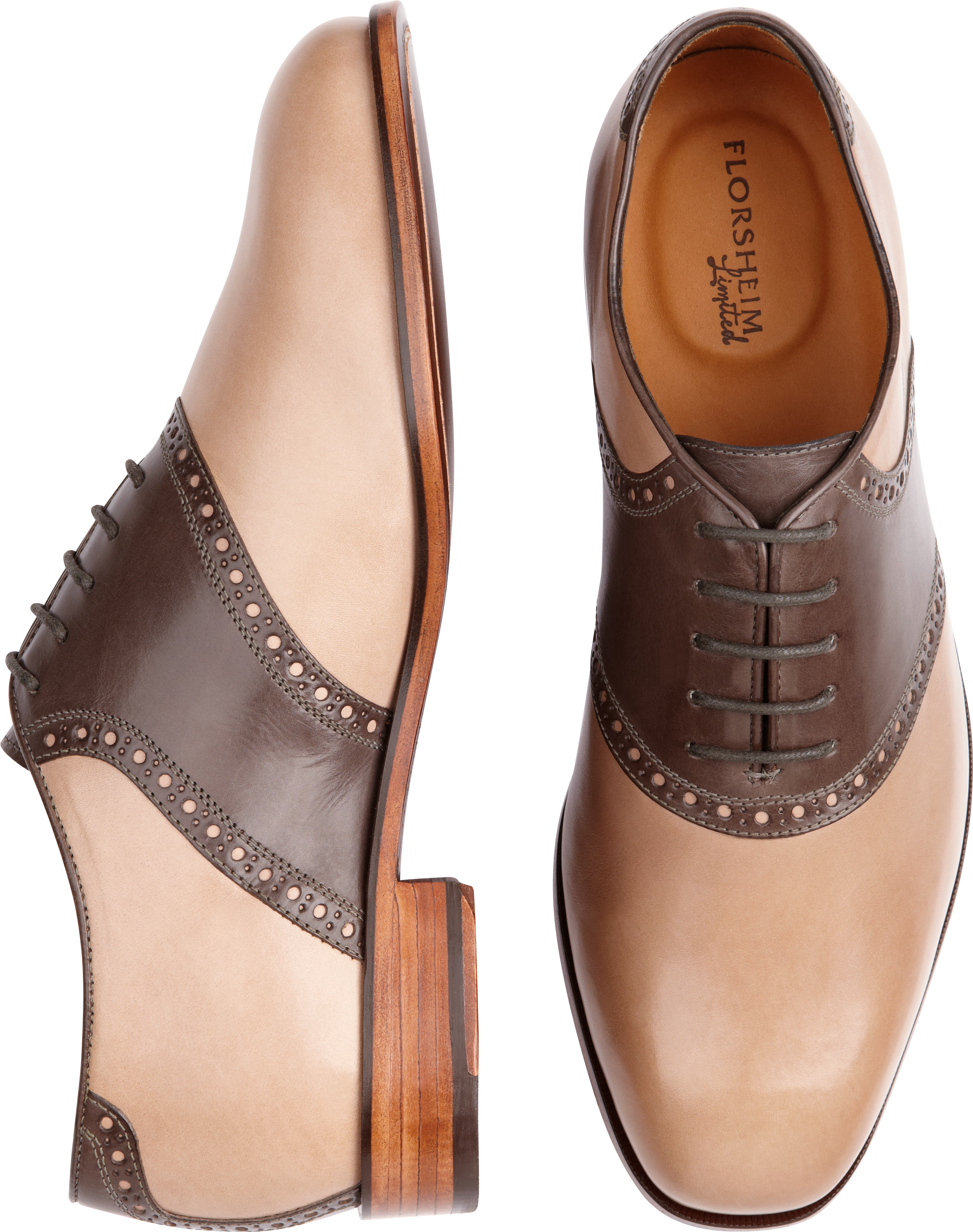 Florsheim Tan and Brown Oxford Saddle Shoes
