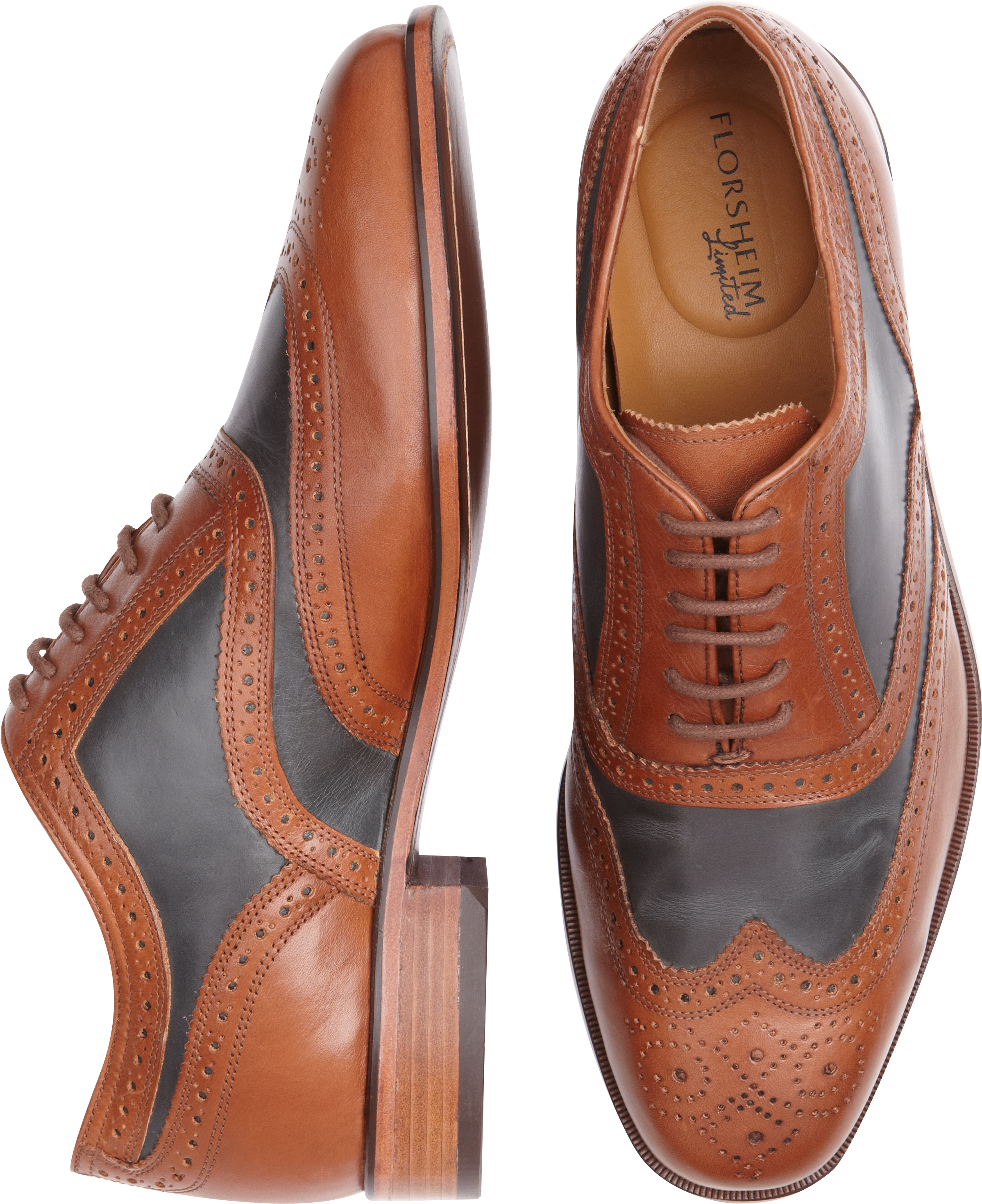 Florshiem Navy and Cognac Wingtip Oxfords