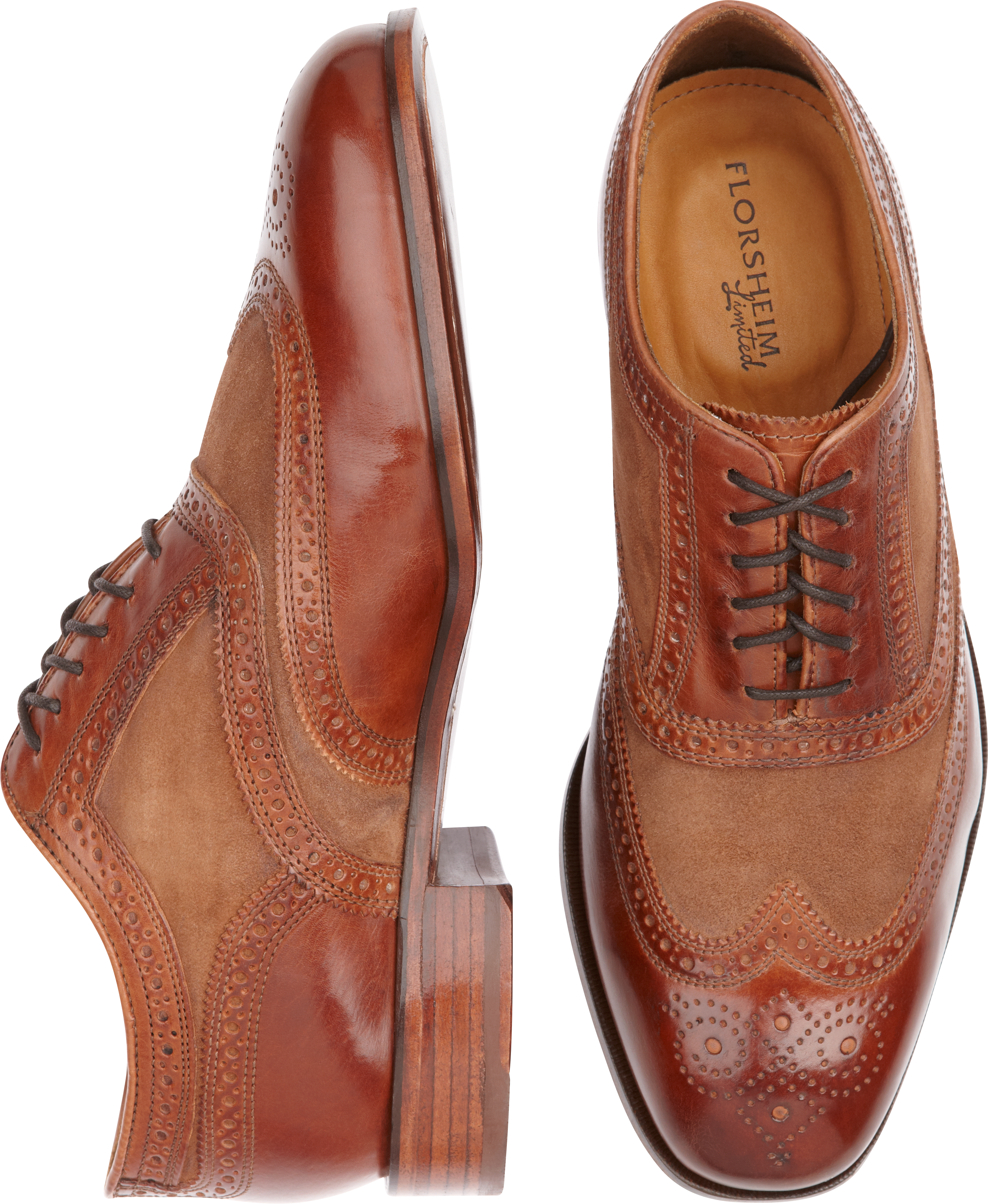 Florsheim Cognac Wingtip Lace-Up Shoes