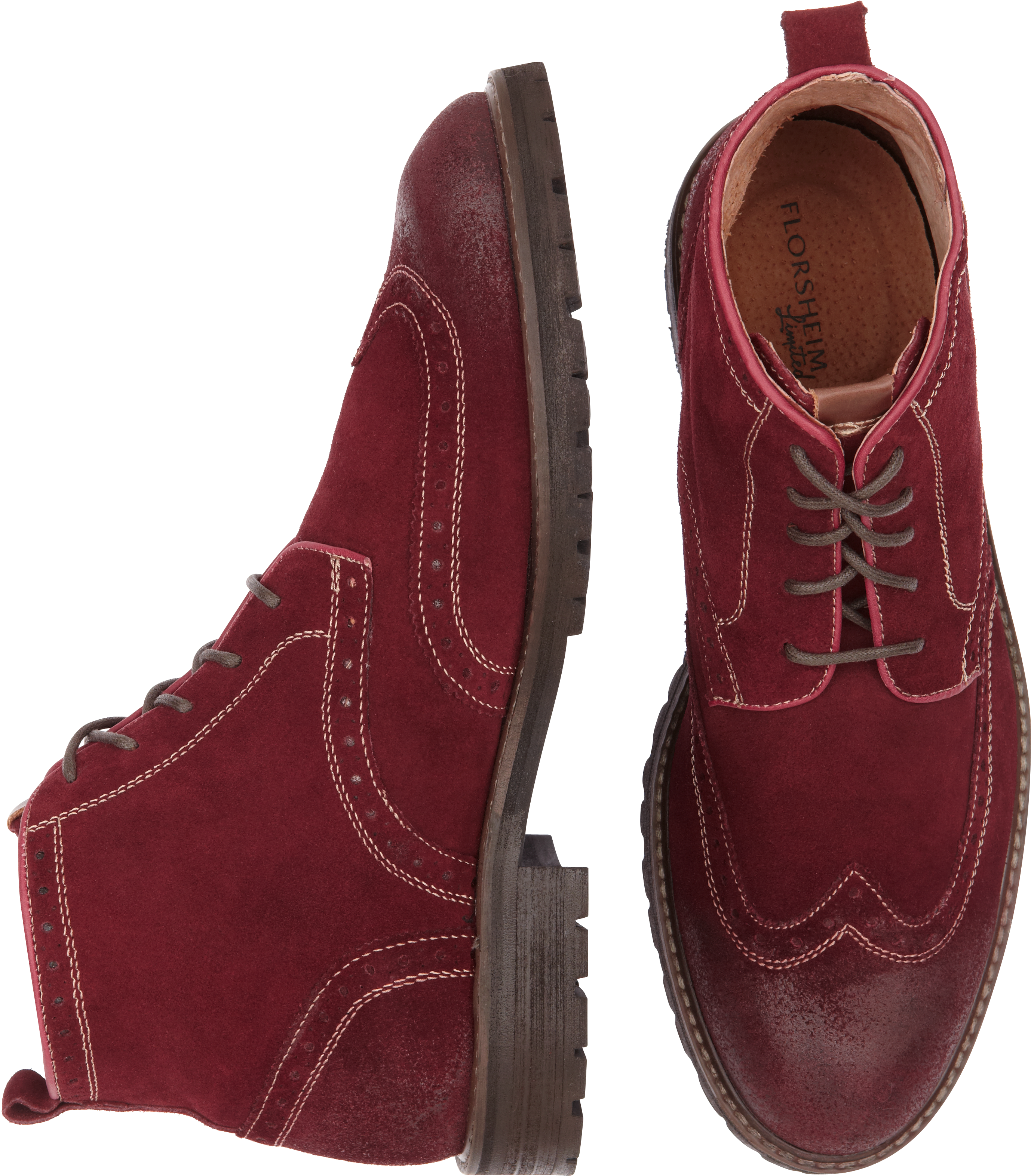 Florsheim Limited Gafney Burgundy Suede Wingtip Boots
