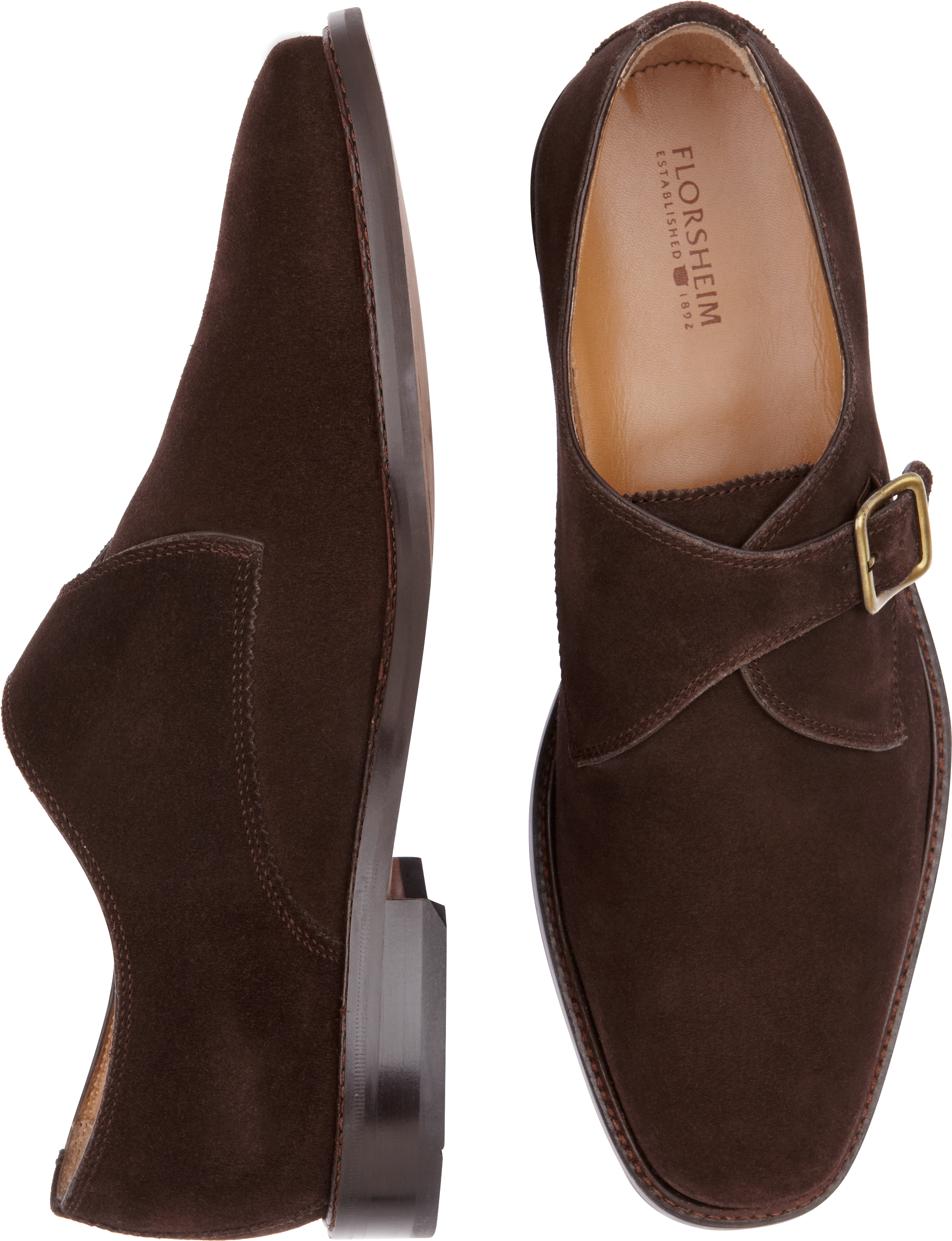 Florsheim Brown Suede Monkstrap Shoes