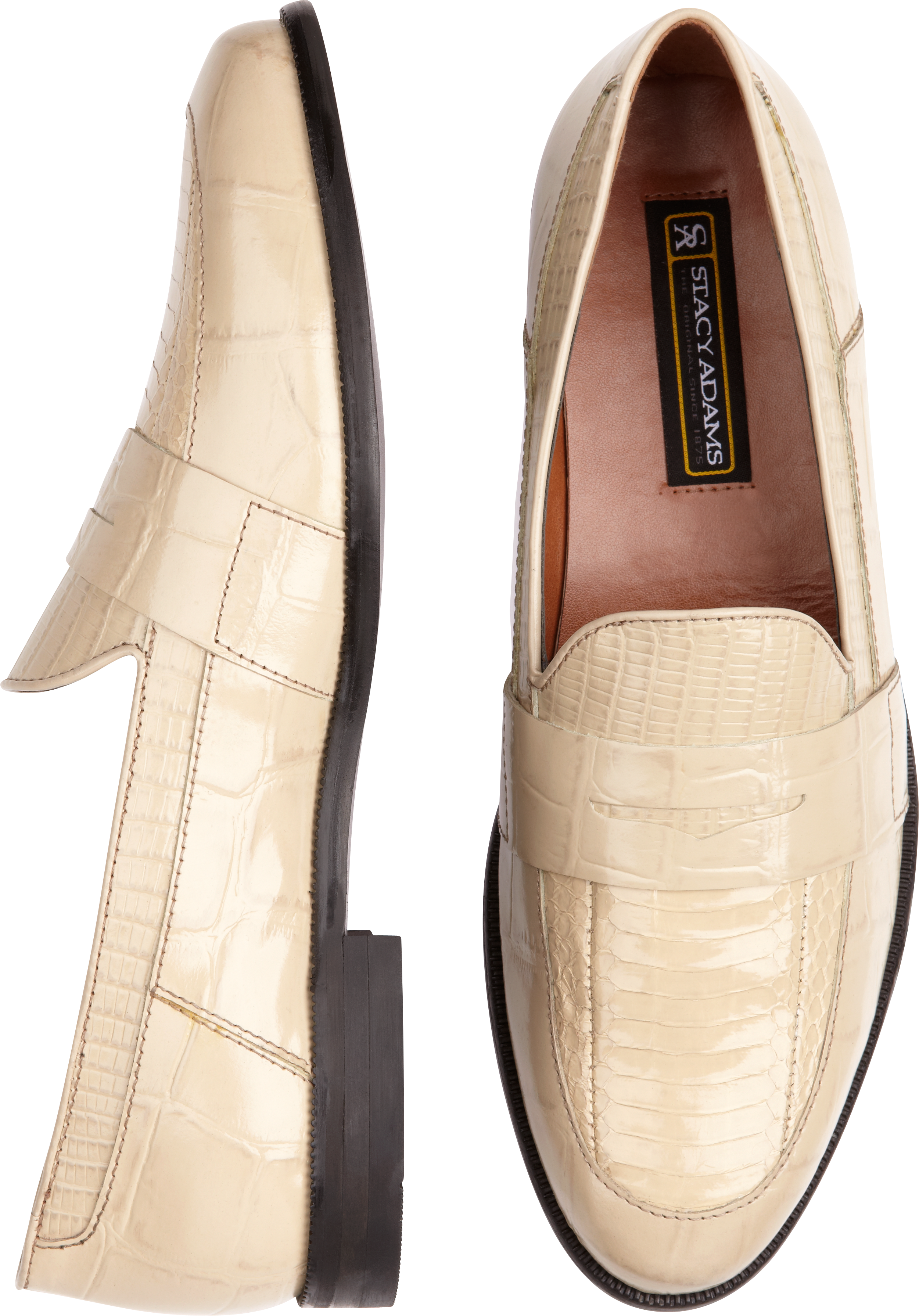Stacy Adams Bone Snakeskin Penny Loafers