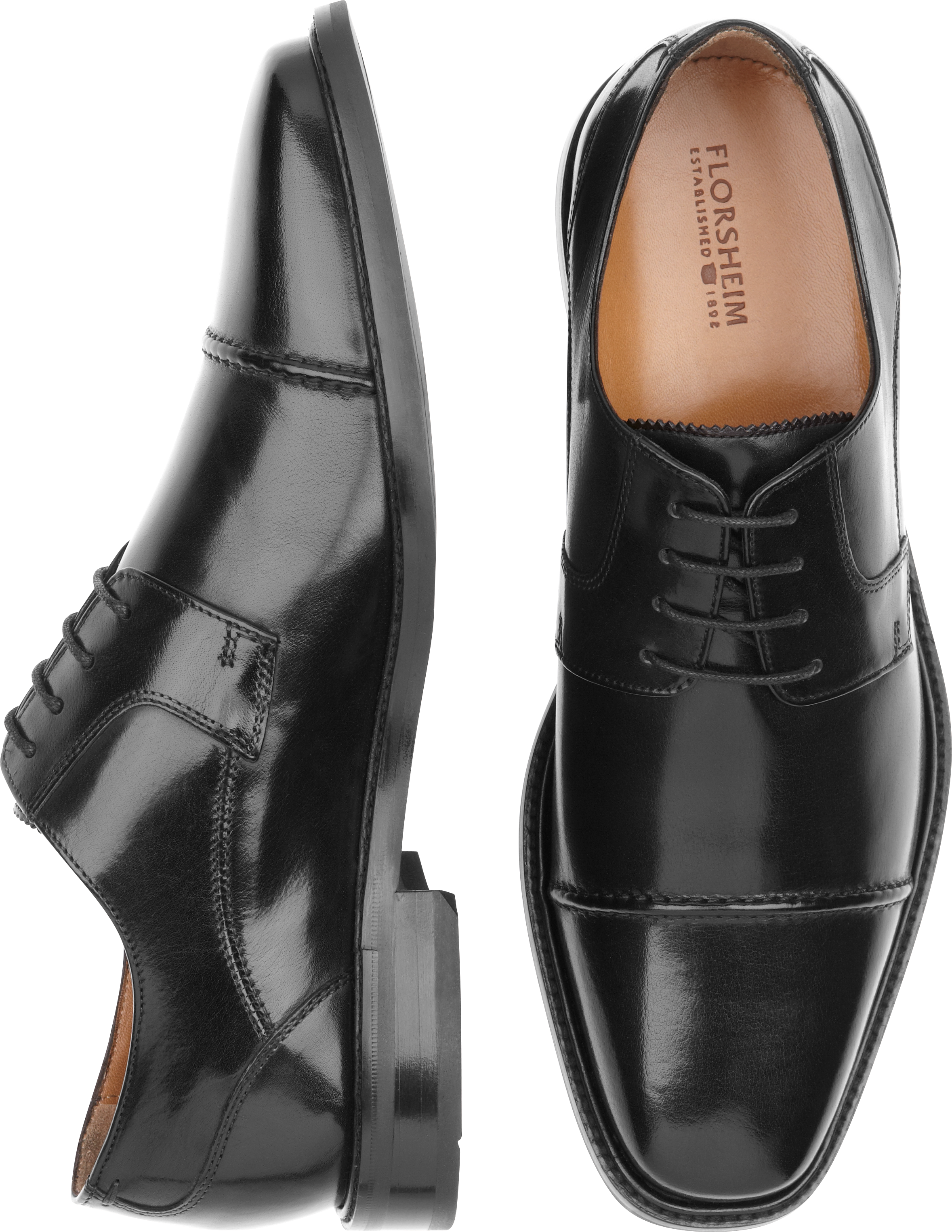 Florsheim Asset Black Lace Up Cap Toe Dress Shoes
