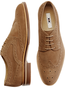 Joseph Abboud Wicks Tan Wingtip Suede Oxford