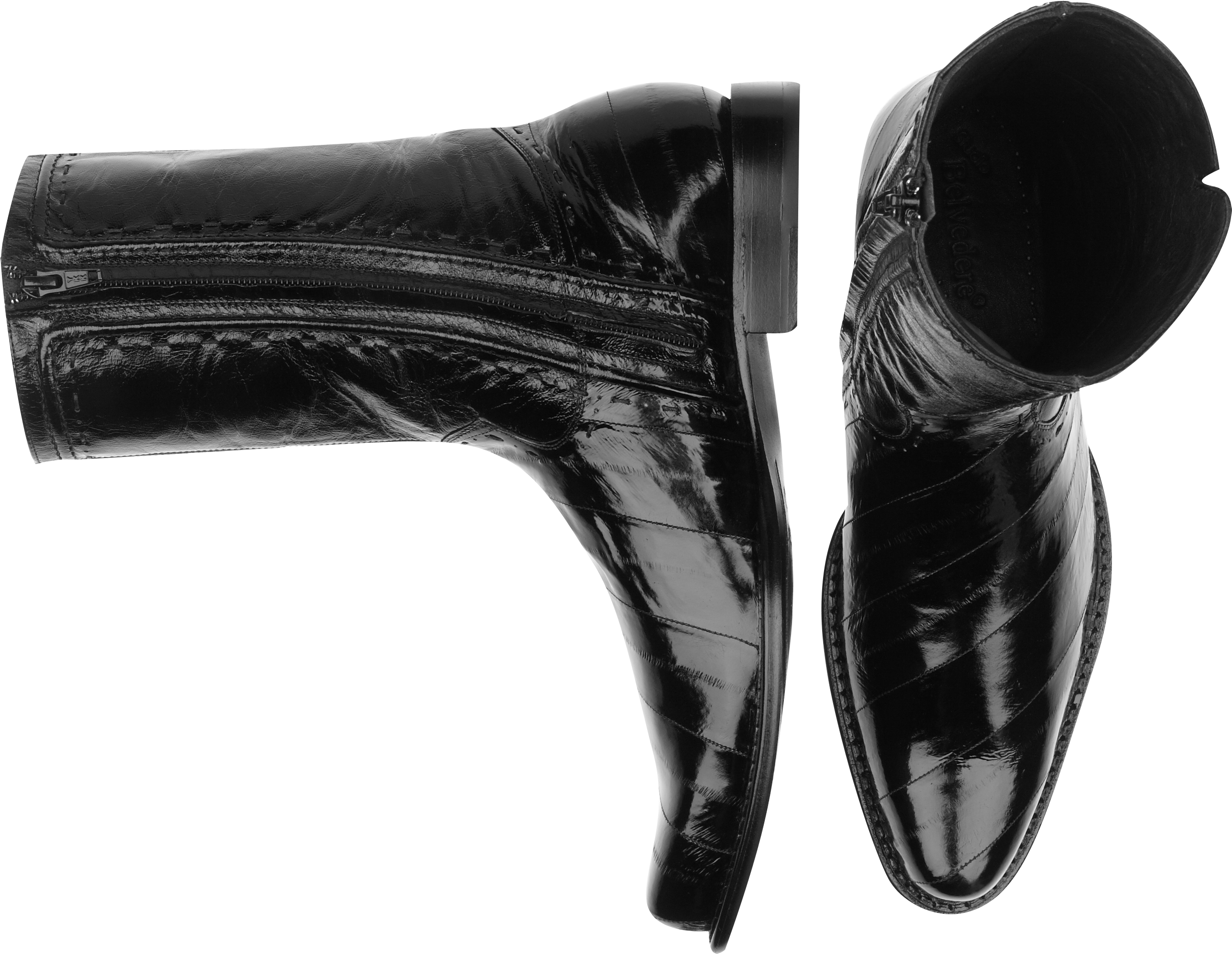 Belvedere Fino Black Eel and Goat Boots