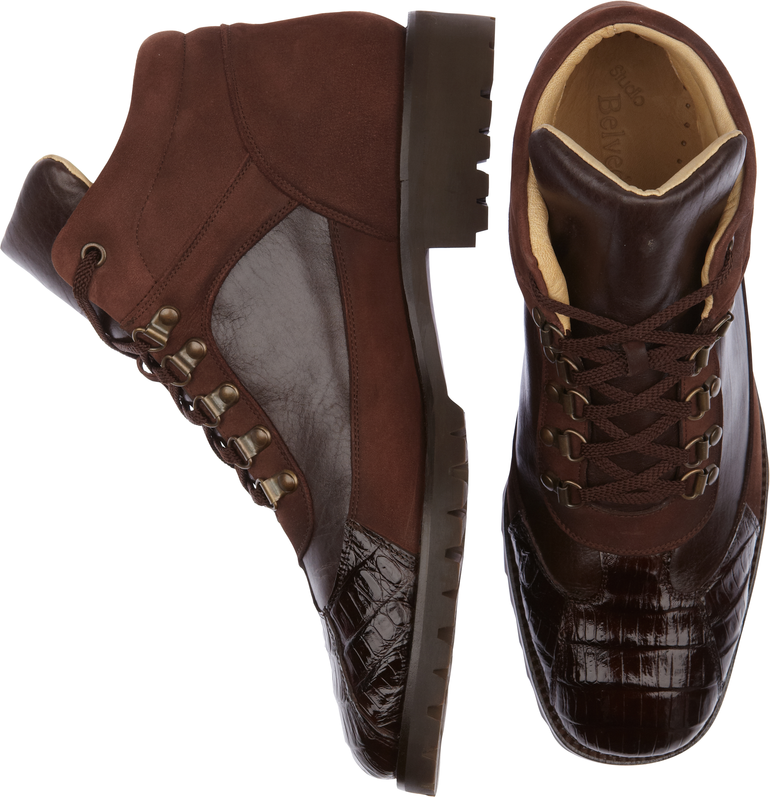 Belvedere Capri Brown Croc and Leather Boots