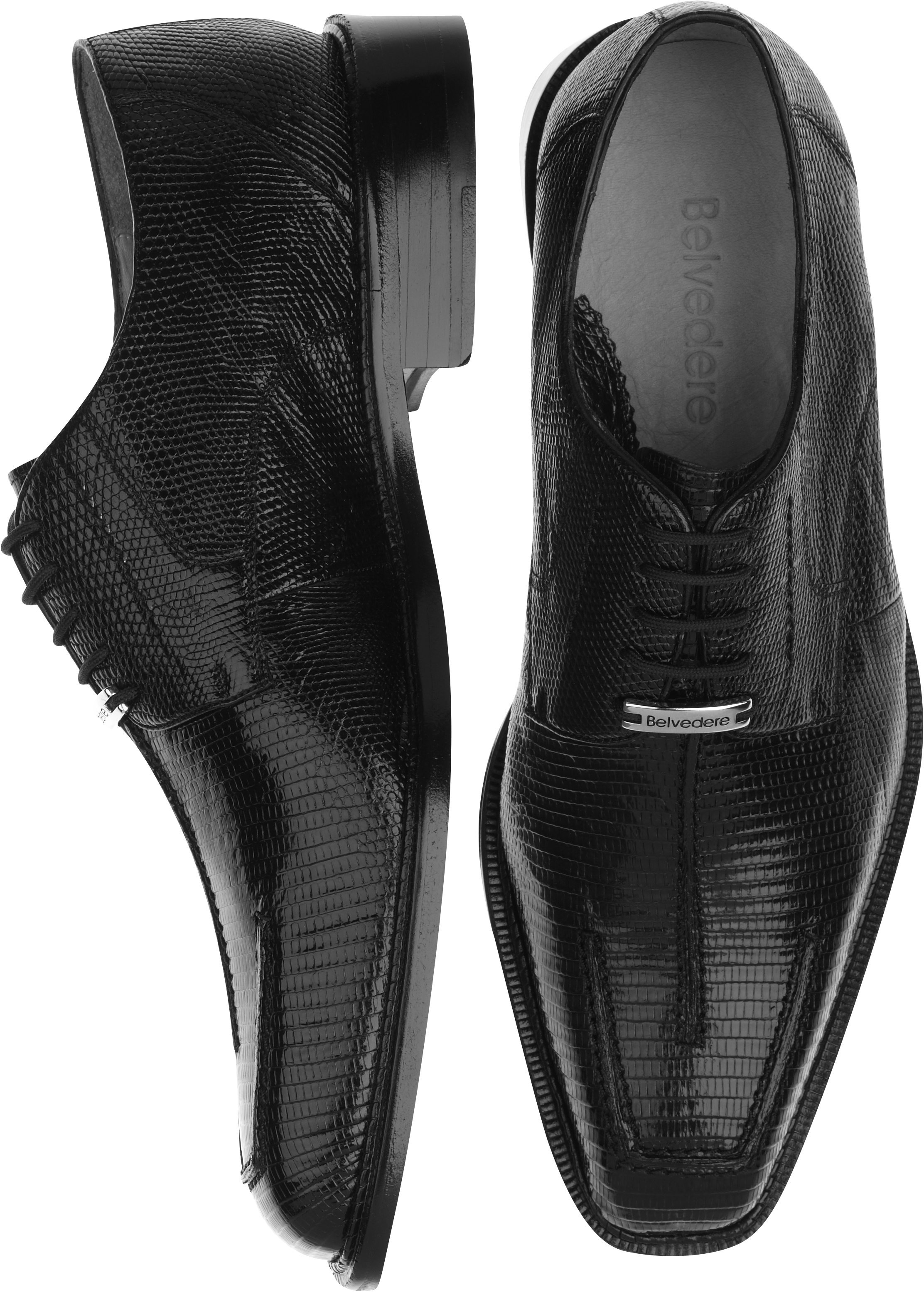 Belvedere Leonardo Black Lizard Lace-Up Shoes