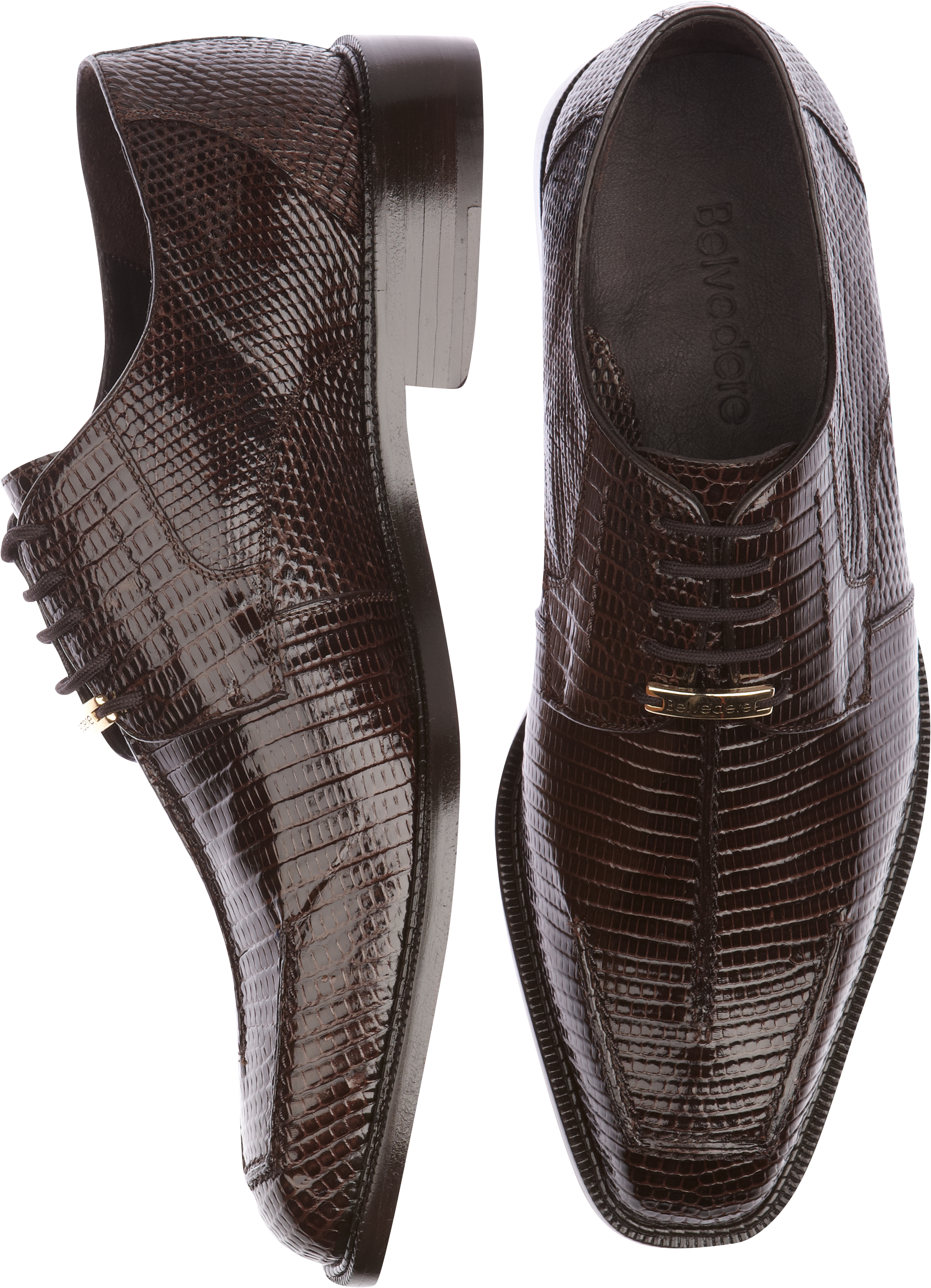 Belvedere Leonardo Brown Lizard Lace-Up Shoes