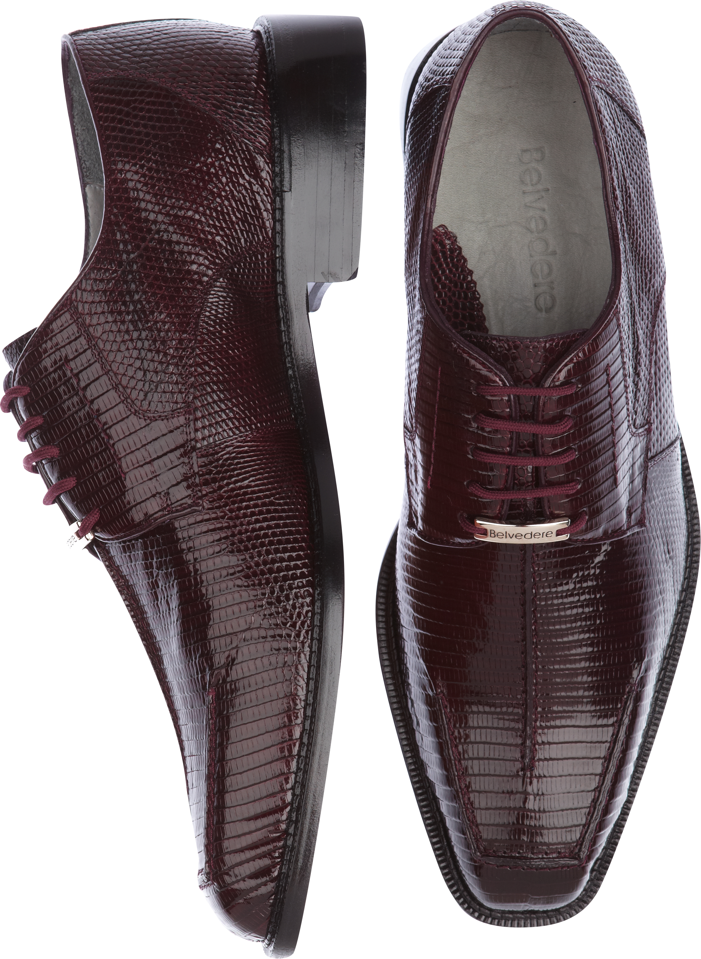 Belvedere Leonardo Burgundy Lizard Lace-Up Shoes