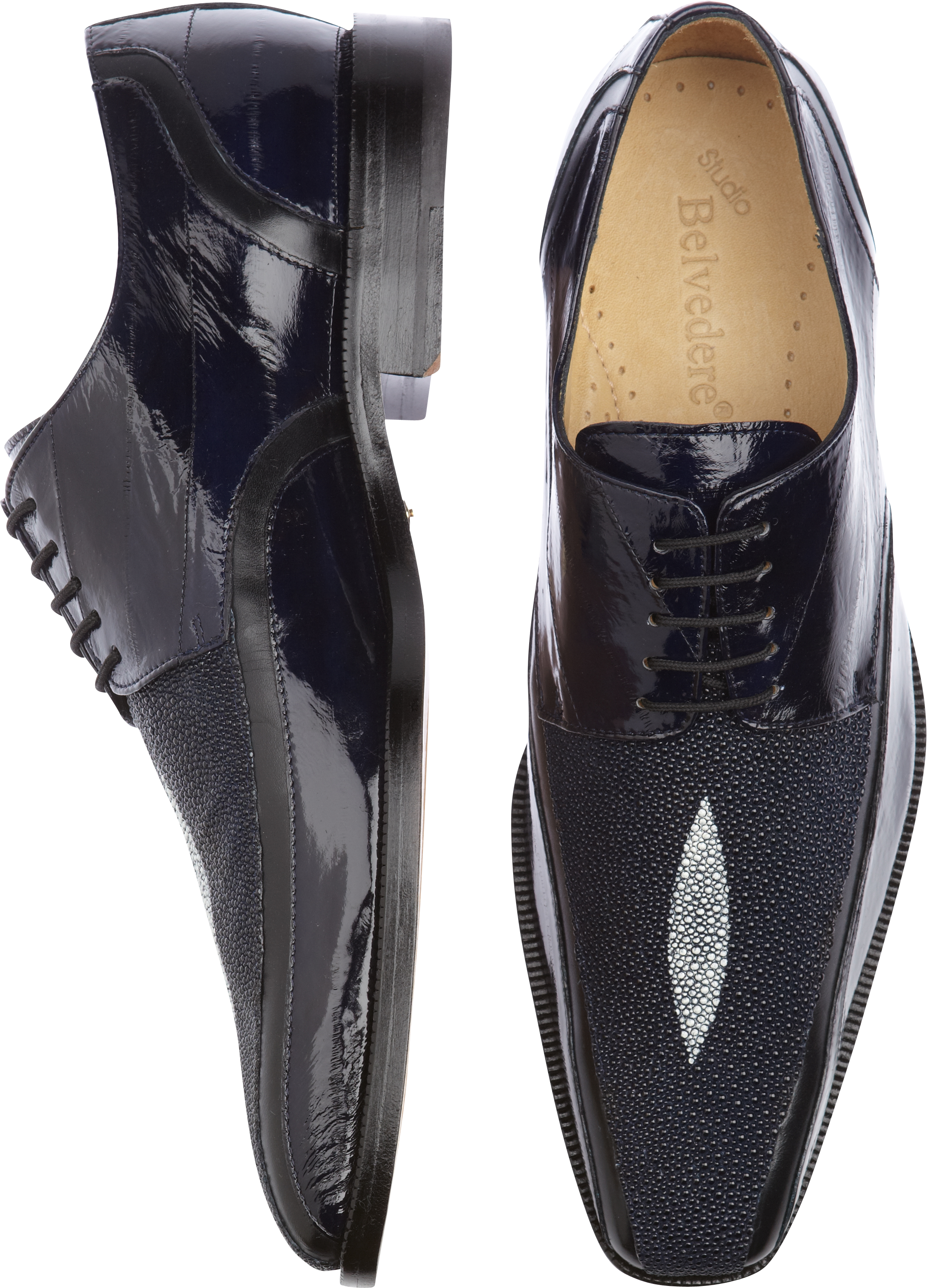 Belvedere Bolzano Navy Eel and Stingray Lace-Up Shoes