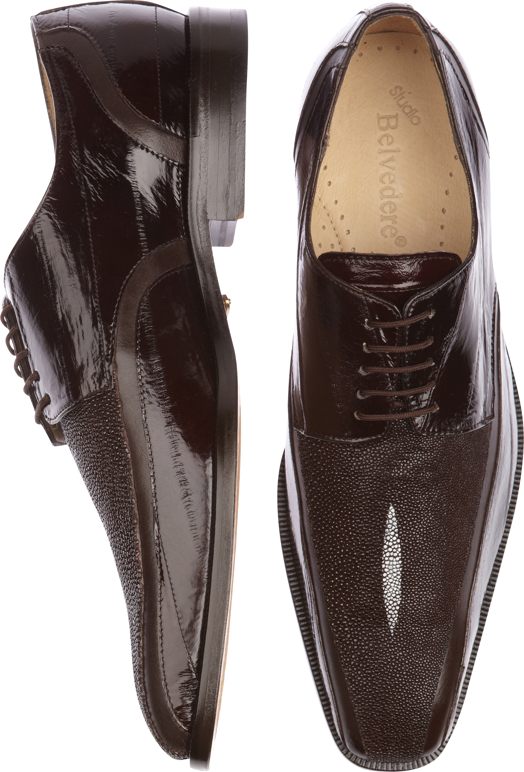 Belvedere Bolzano Brown Eel and Stingray Lace-Up Shoes