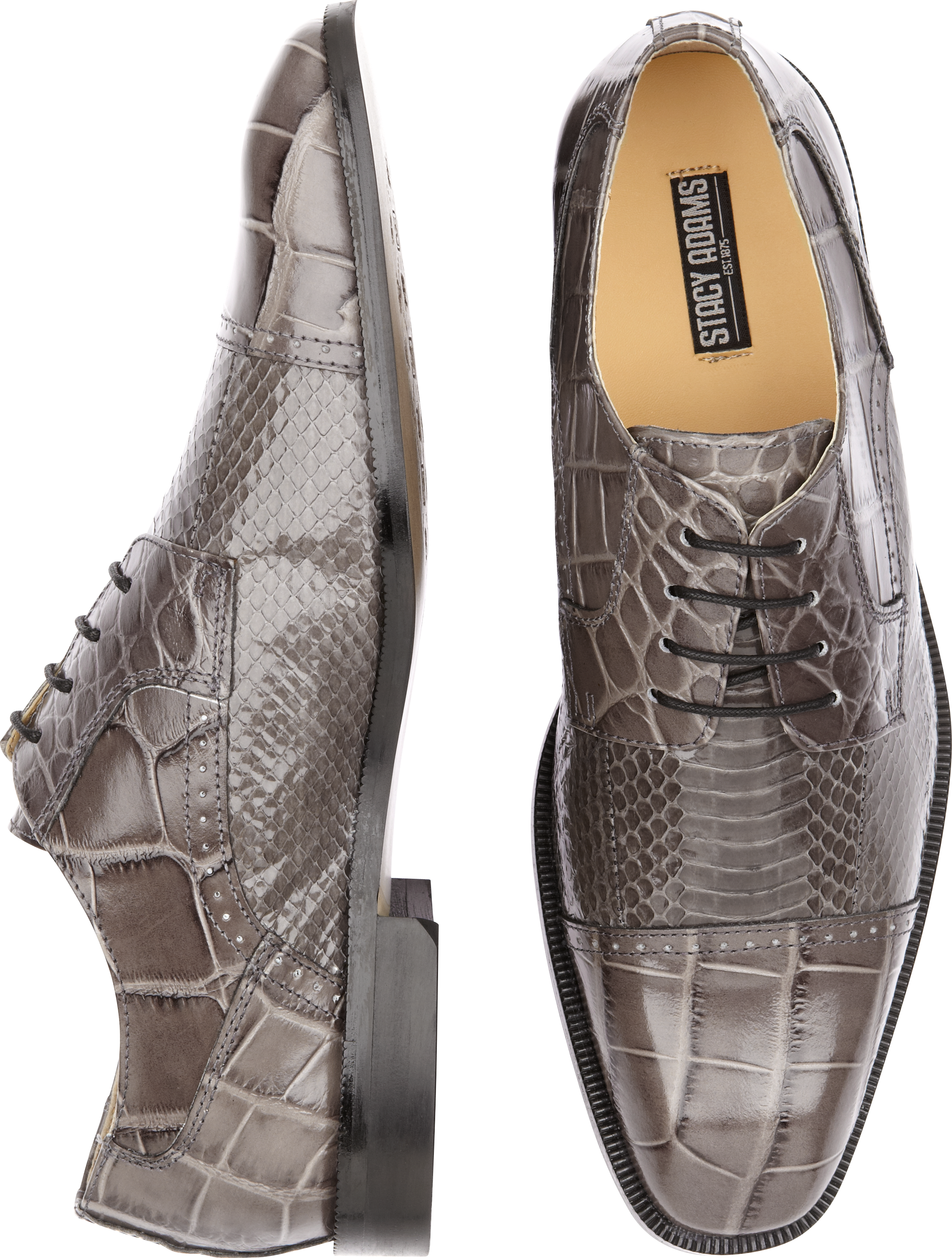 Stacy Adams Cavallero Gray Snakeskin Cap Toe Shoes