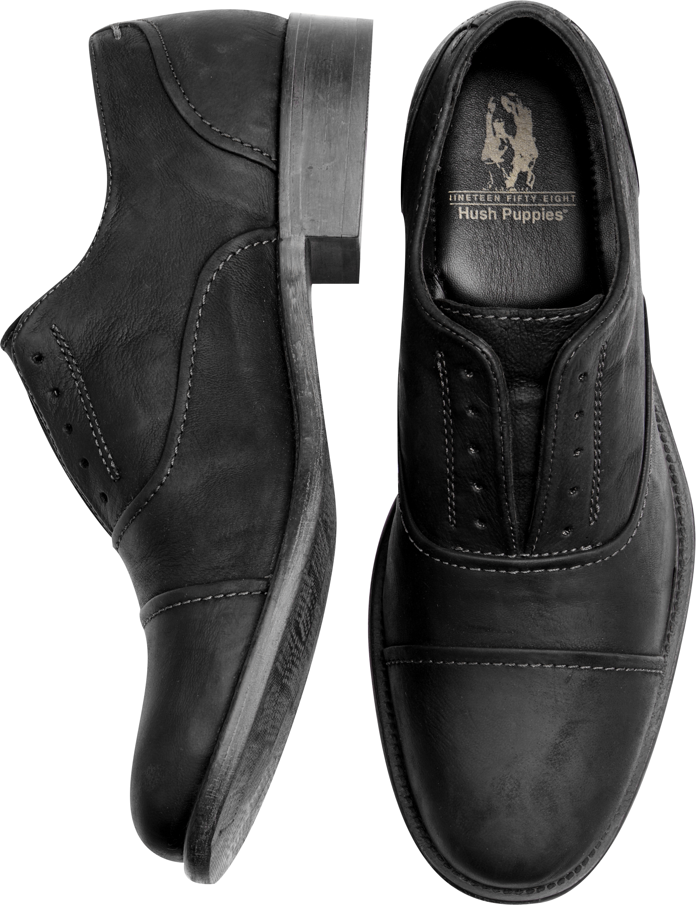 Hush Puppies Black Cap Toe Slip-On Shoes