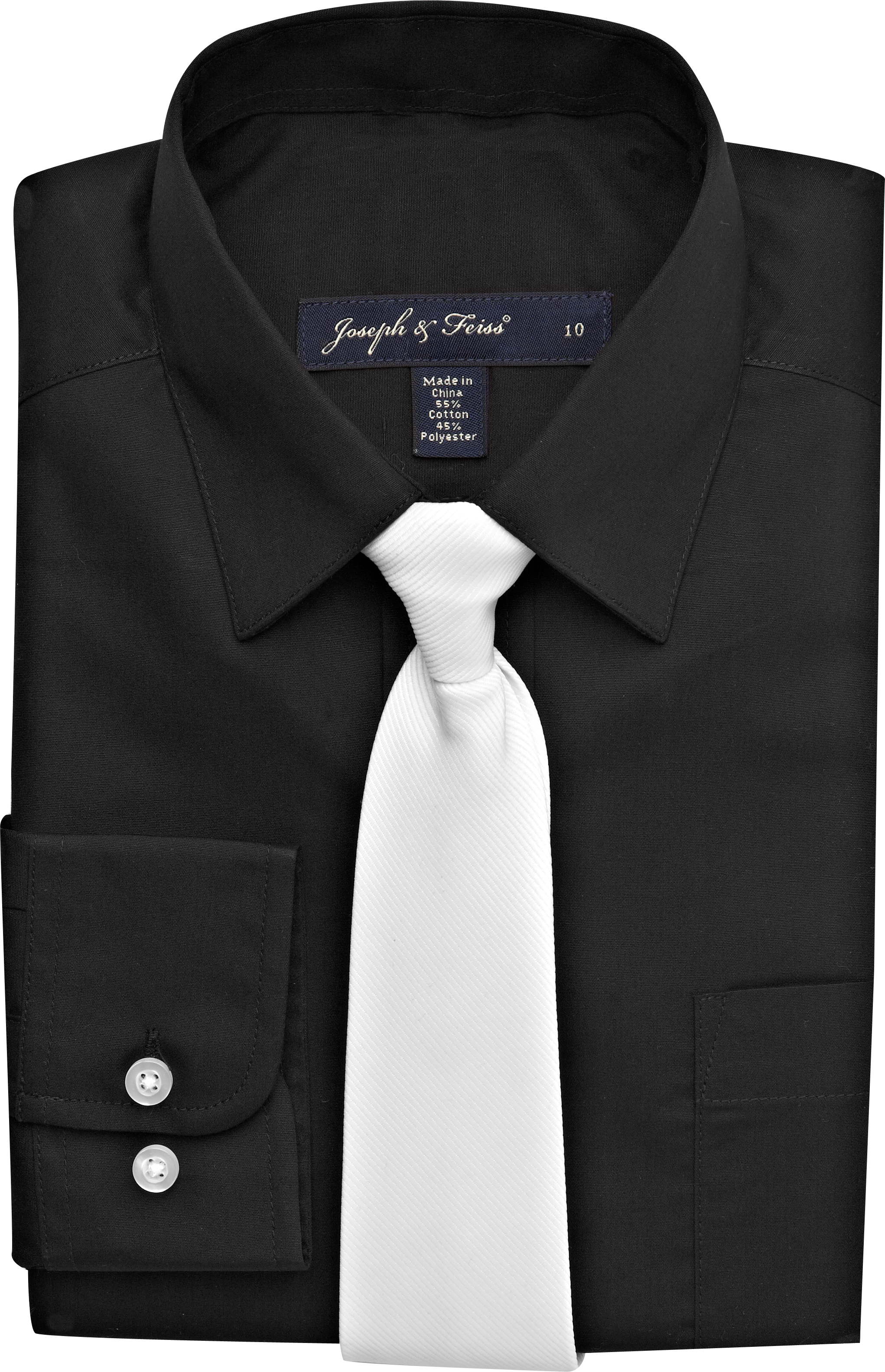 Joseph & Feiss Boys Black Shirt & White Tie Set