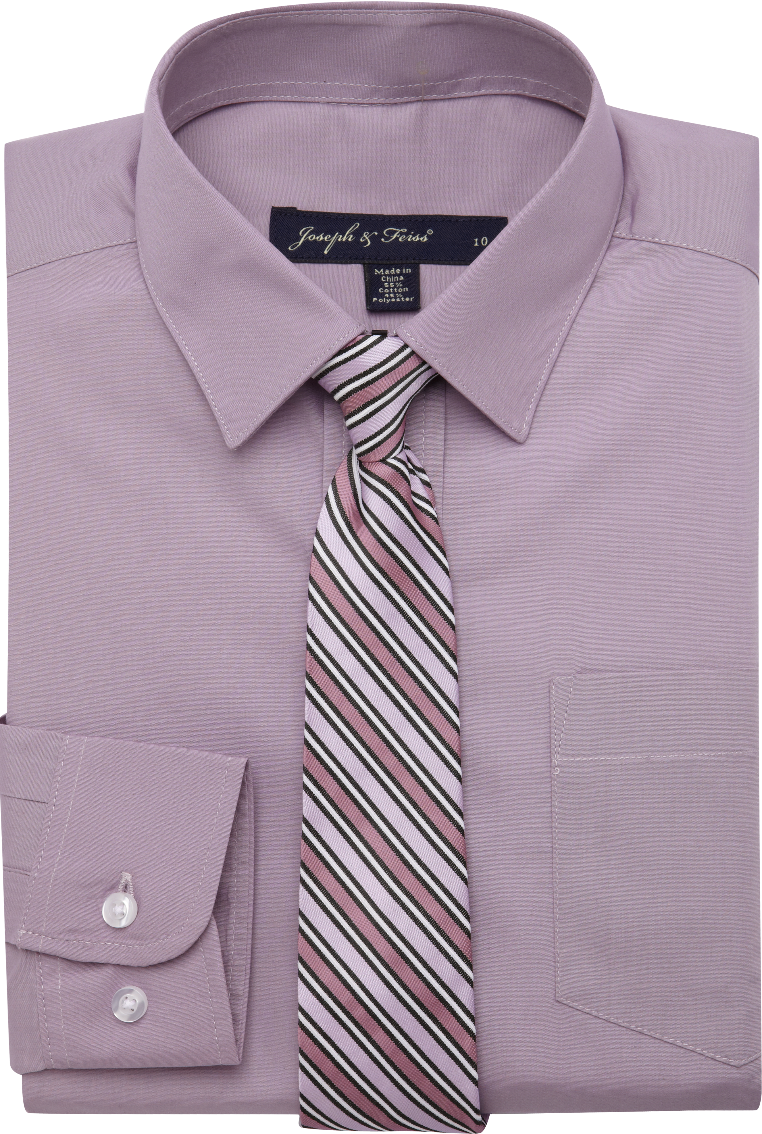 Joseph & Feiss Boys Lavender Shirt and Purple Multistripe Tie Set
