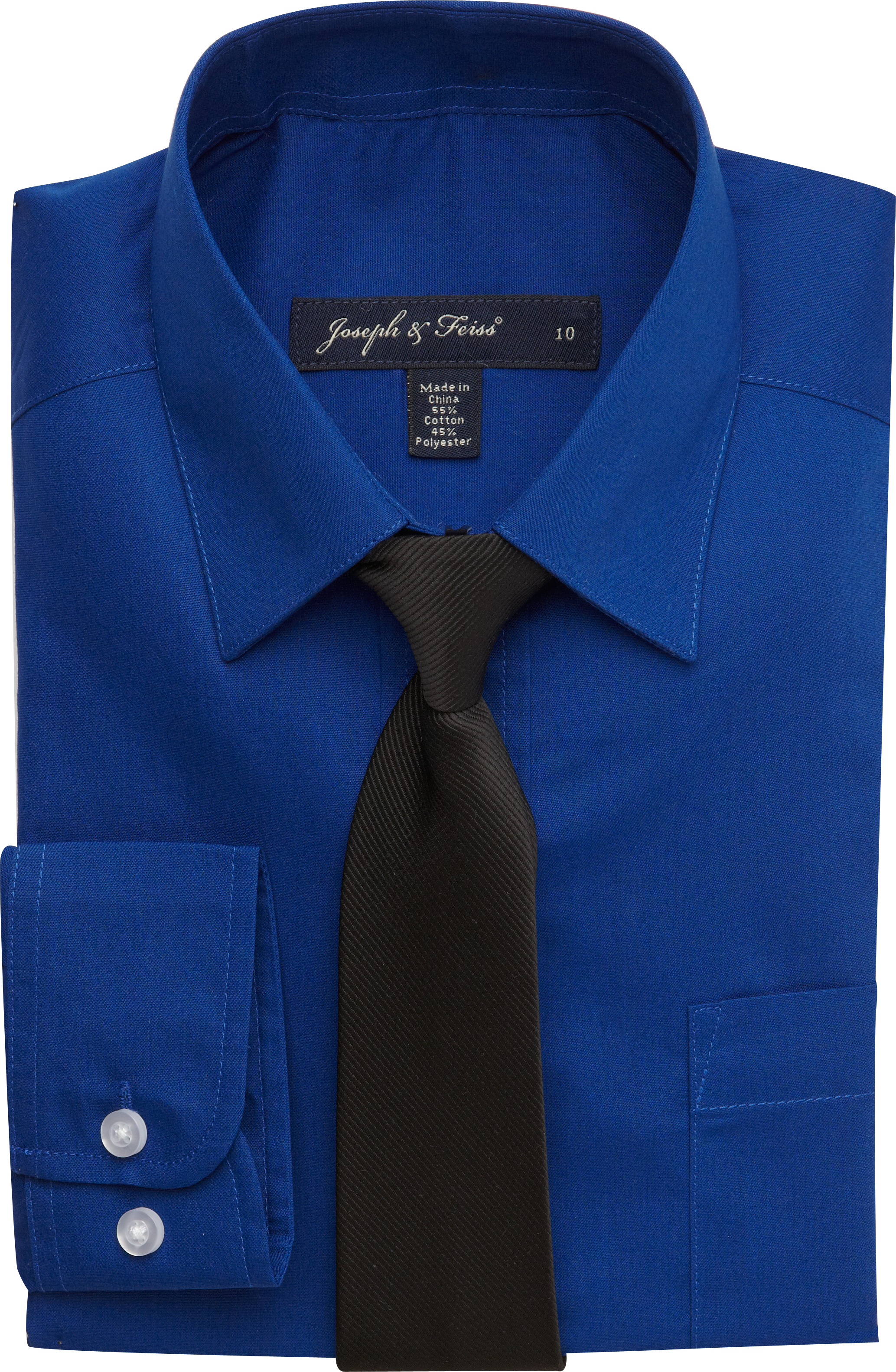 Joseph & Feiss Boys French Blue Shirt and Black Tie Set
