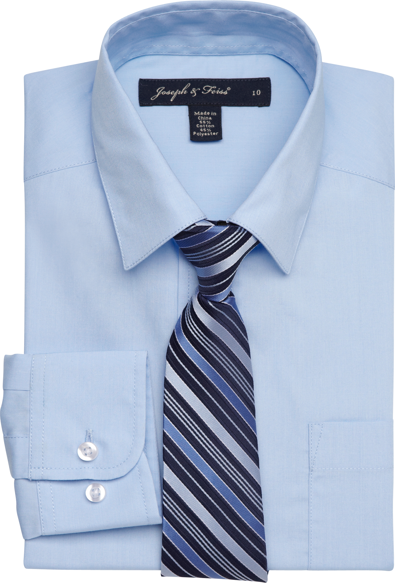 Joseph & Feiss Boys Light Blue Shirt and Blue Stripe Tie Set