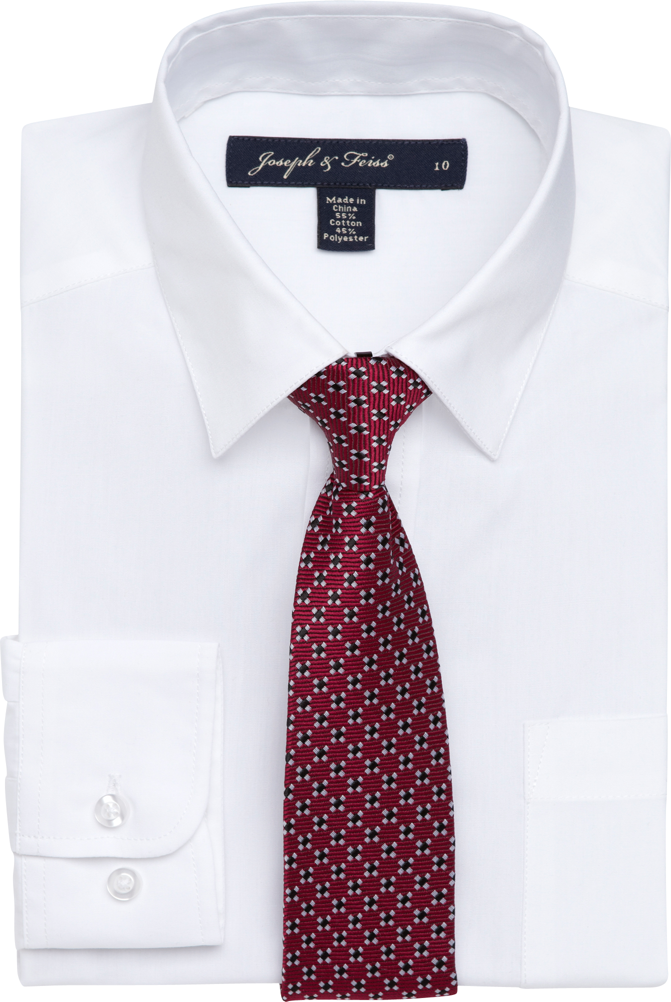 Joseph & Feiss Boys White Shirt and Red Neat Tie Set
