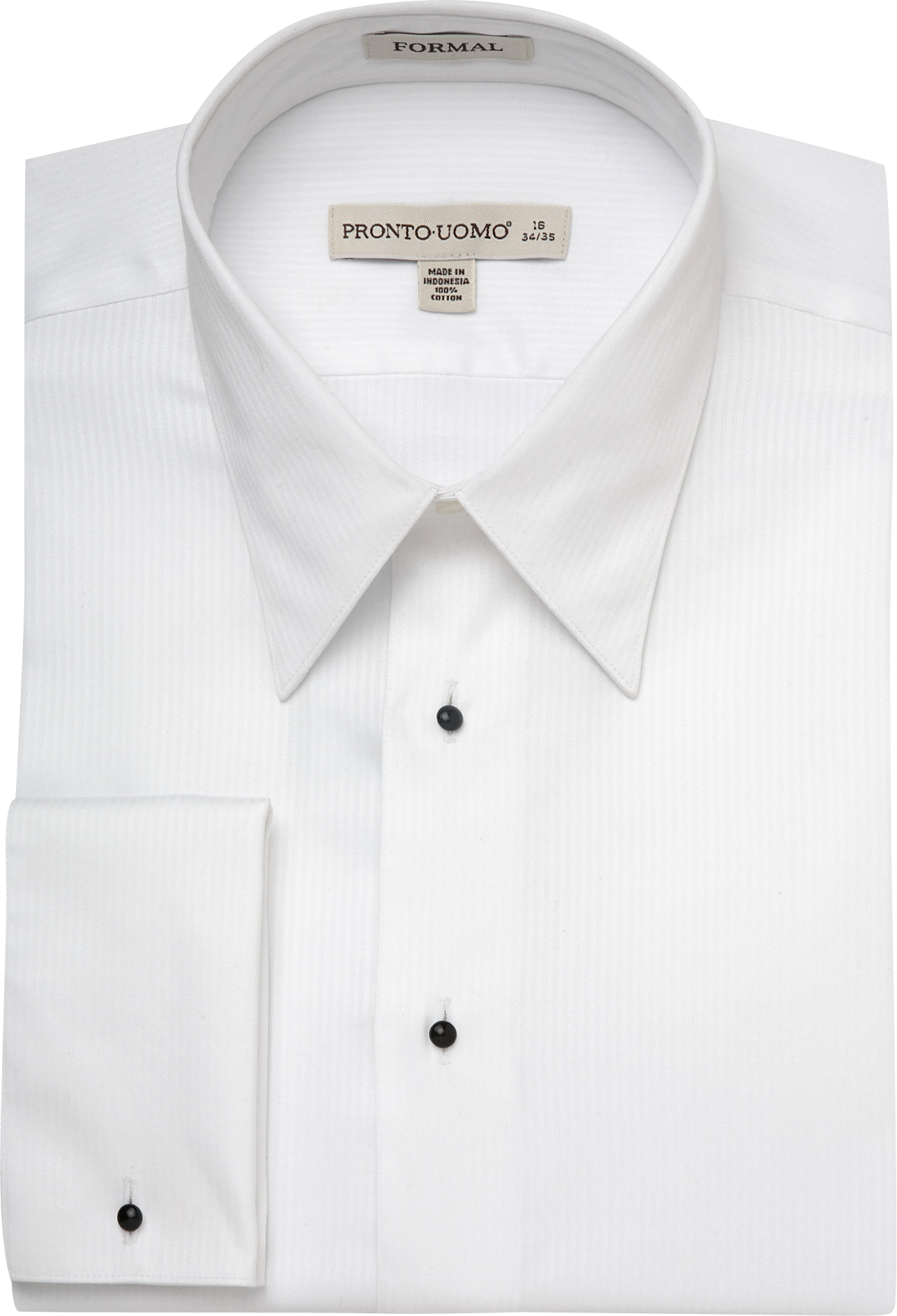 Pronto Uomo White Textured Stripe French Cuff Tuxedo Shirt