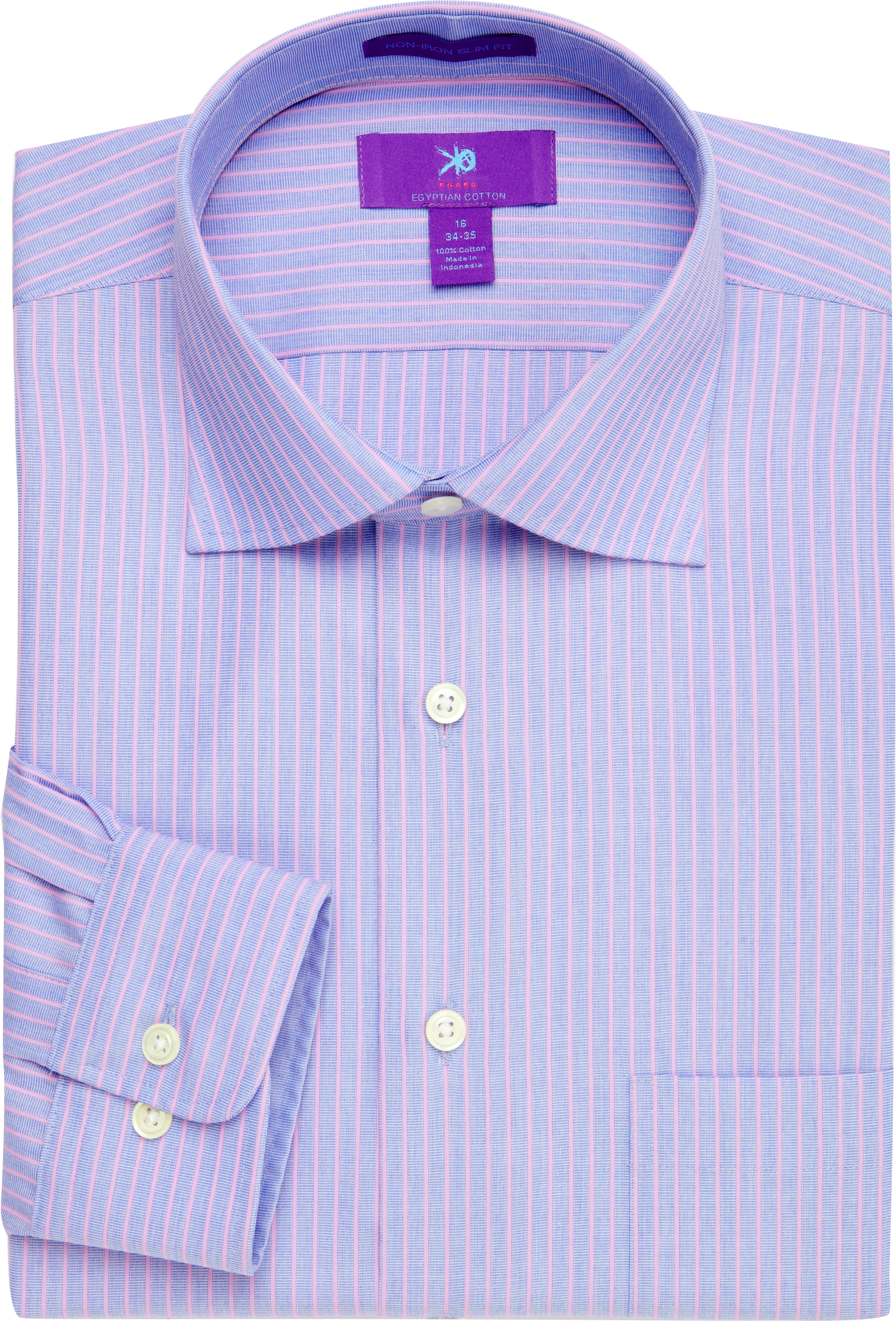 Egara Blue and Pink Stripe Dress Shirt