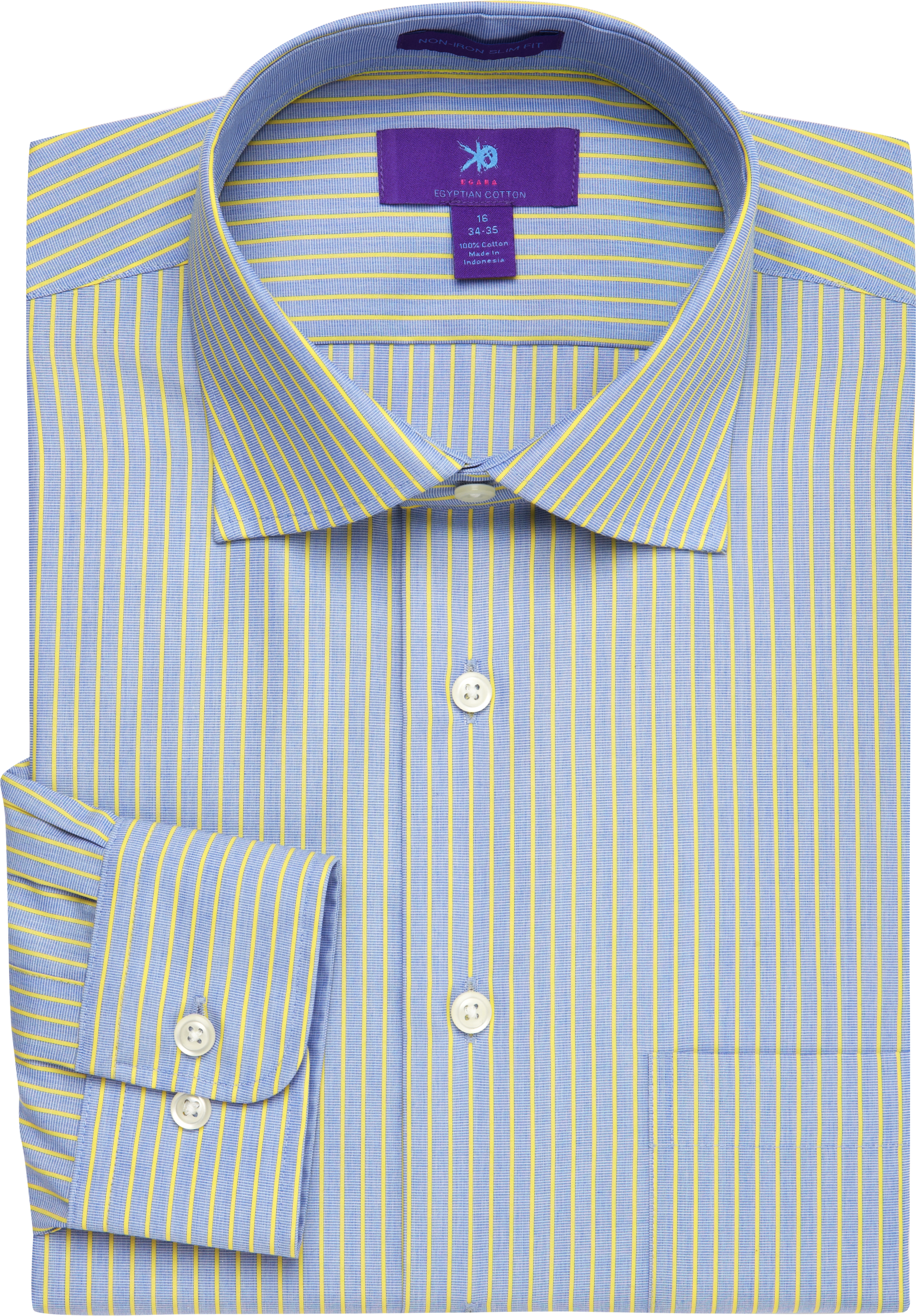 Egara Blue and Yellow Stripe Dress Shirt