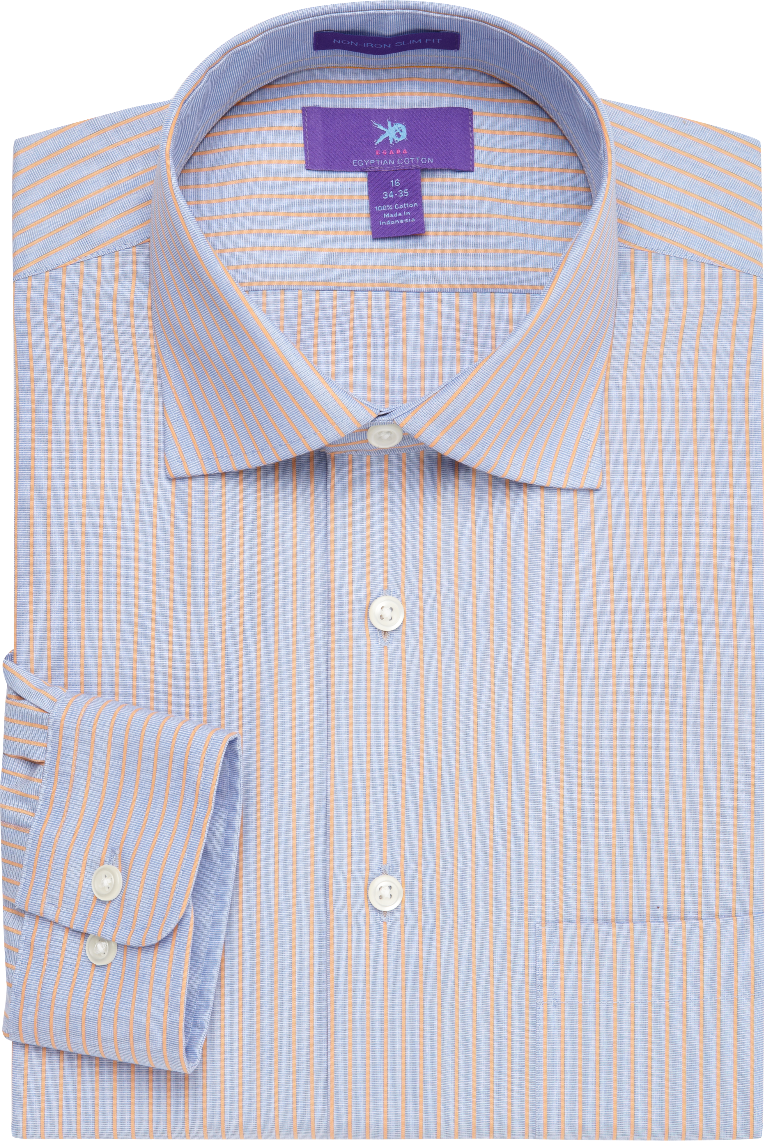 Egara Blue and Orange Stripe Dress Shirt