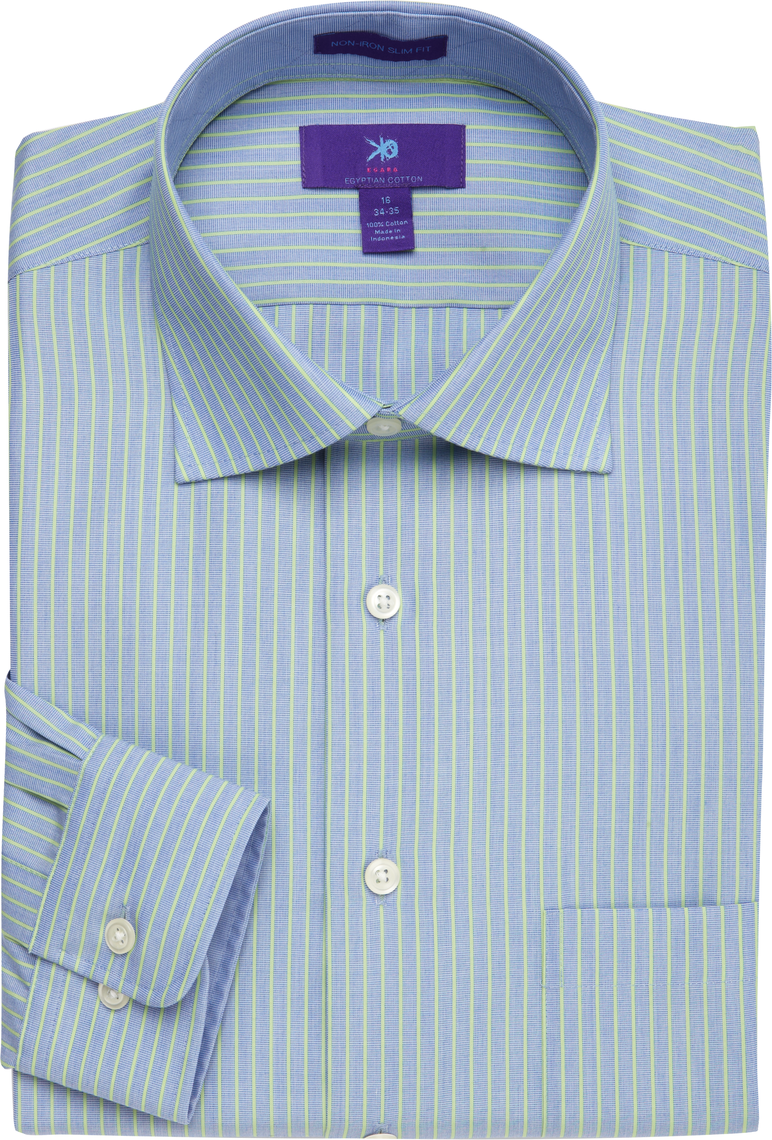 Egara Blue and Lime Green Stripe Shirt