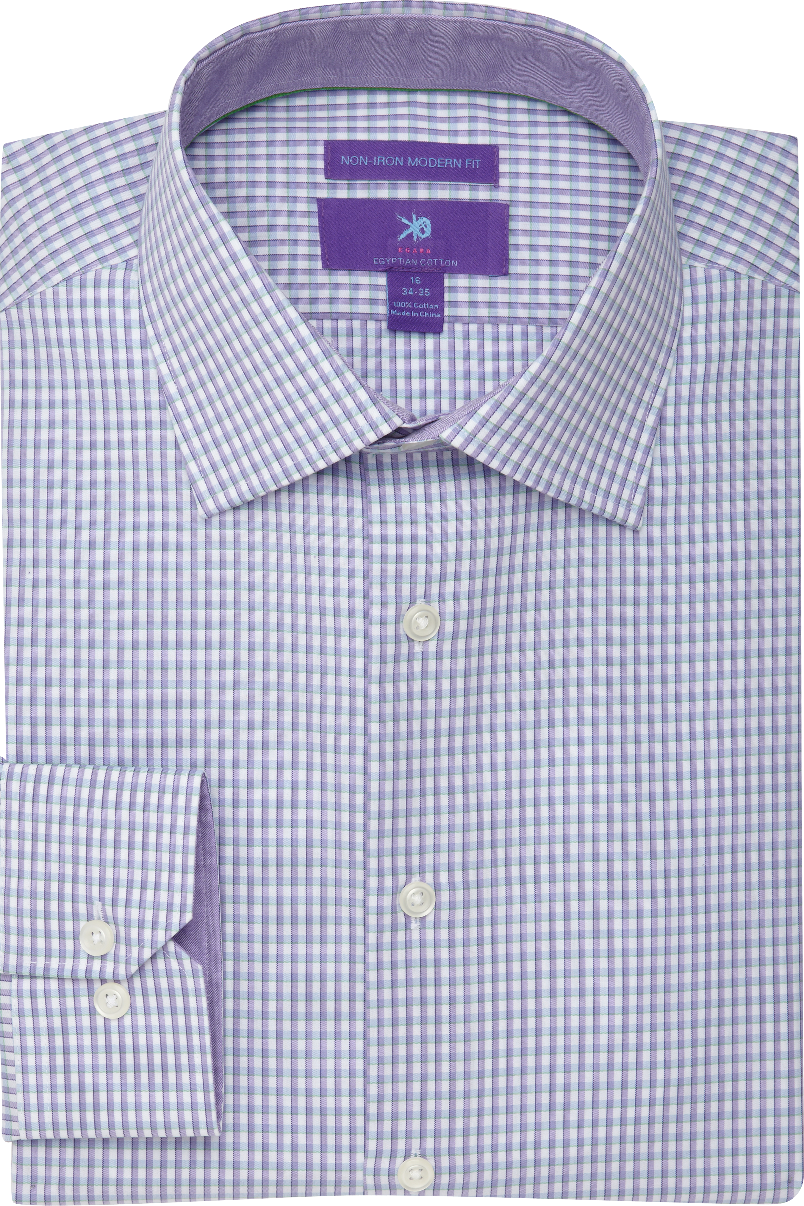Egara Lavender Check Modern Fit Dress Shirt
