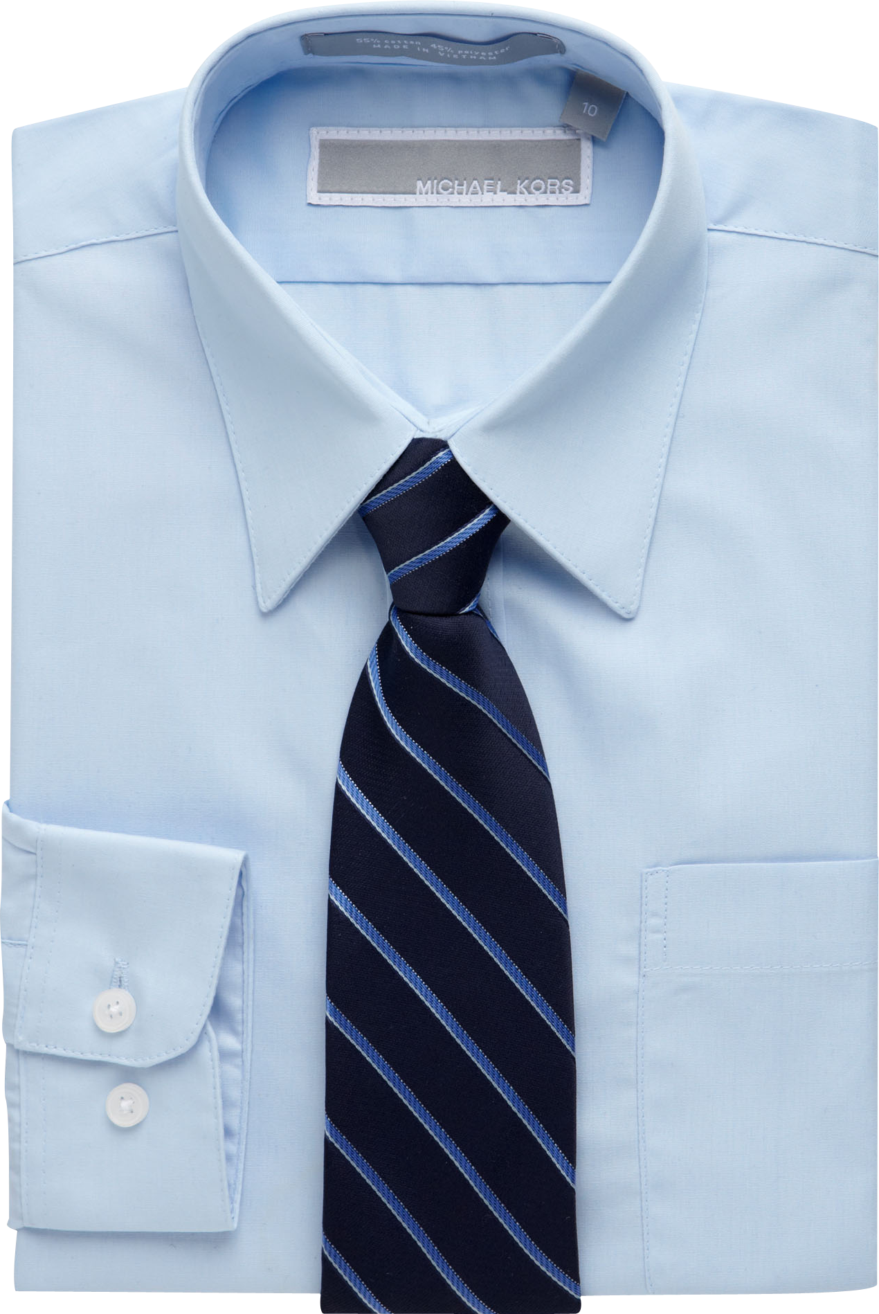 Michael Kors Boys Blue Shirt Navy Stripe Tie Set