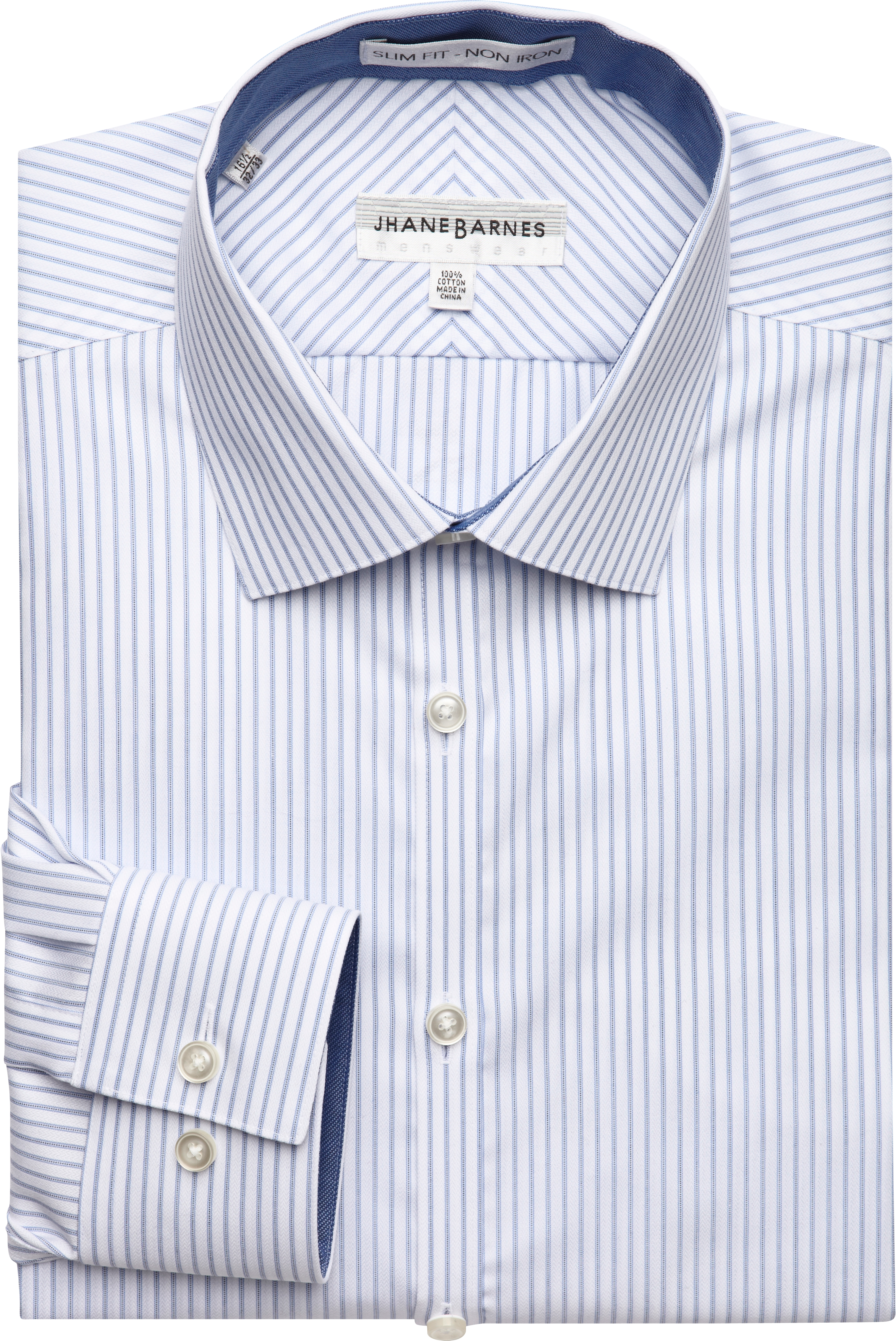 Jhane Barnes Blue Stripe Slim Fit Dress Shirt