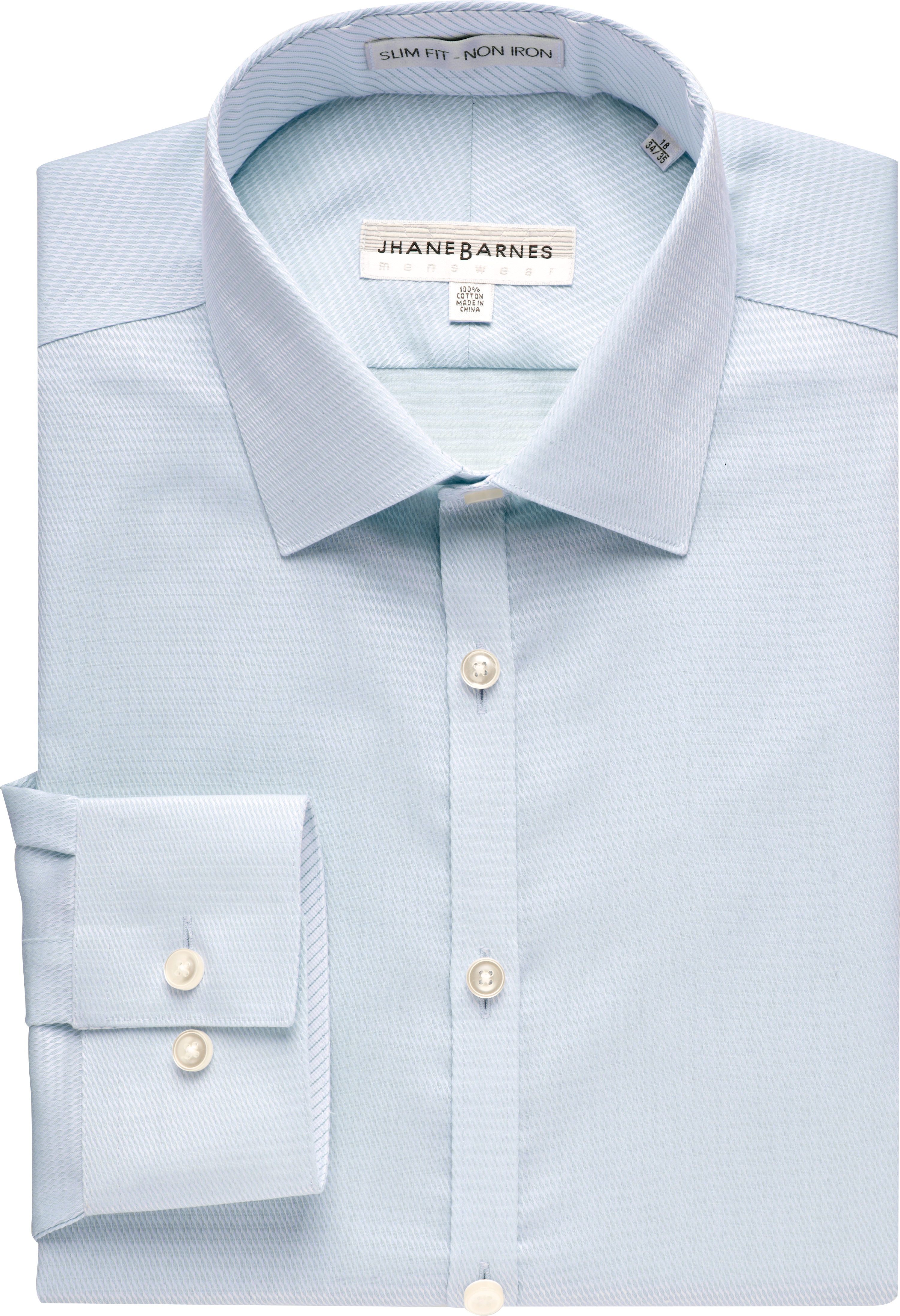 Jhane Barnes Blue Diagonal Texture Slim Fit Dress Shirt