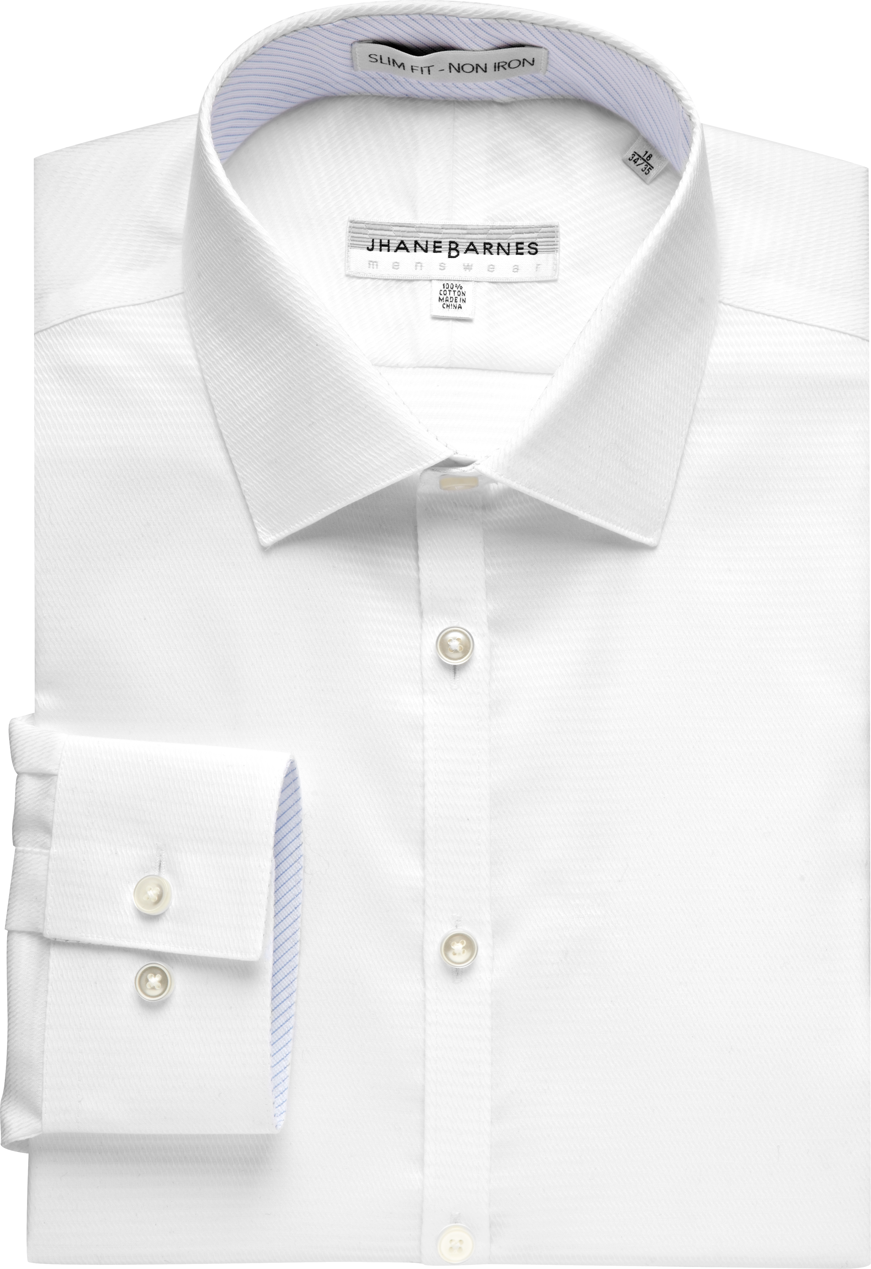 Jhane Barnes White Diagonal Texture Slim Fit Dress Shirt