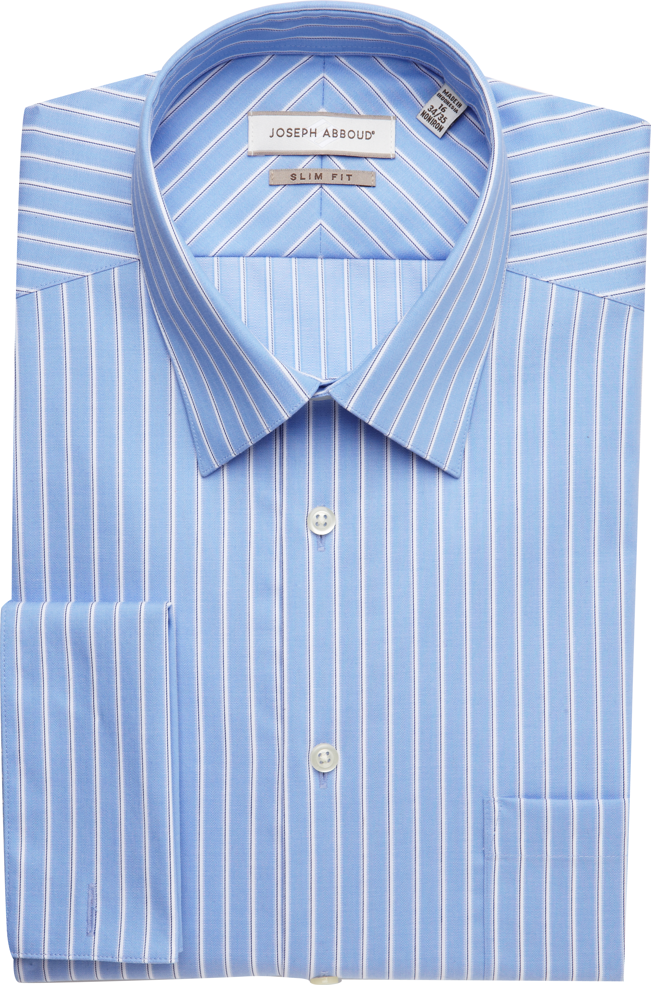 Joseph Abboud Blue Stripe French Cuff Slim Fit Dress Shirt