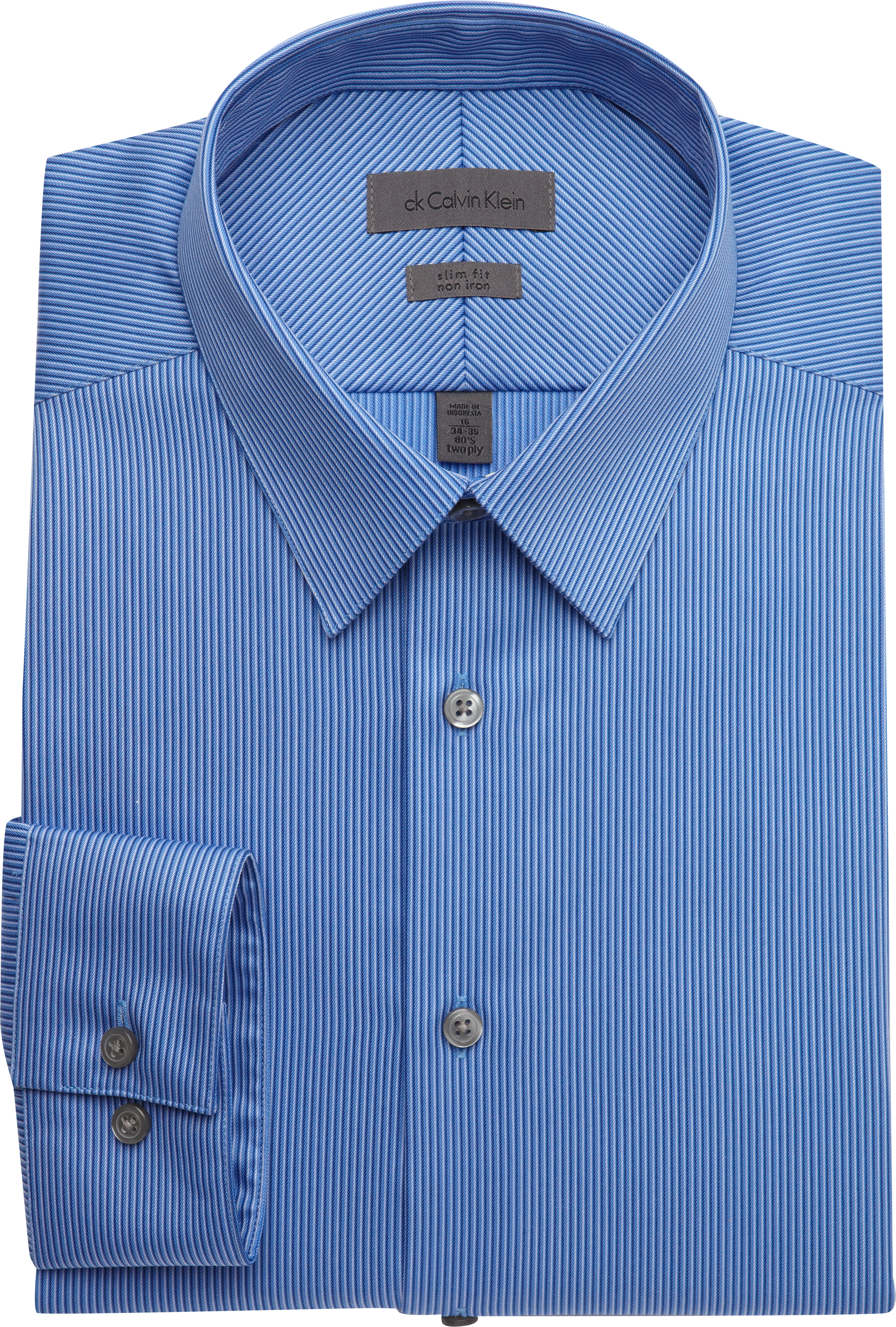 Calvin Klein Blue Stripe Slim Fit Dress Shirt