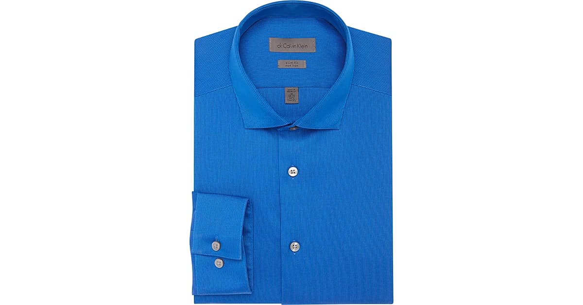 Calvin Klein Cobalt Blue Slim Fit Non-Iron Dress Shirt - Men&39s ...
