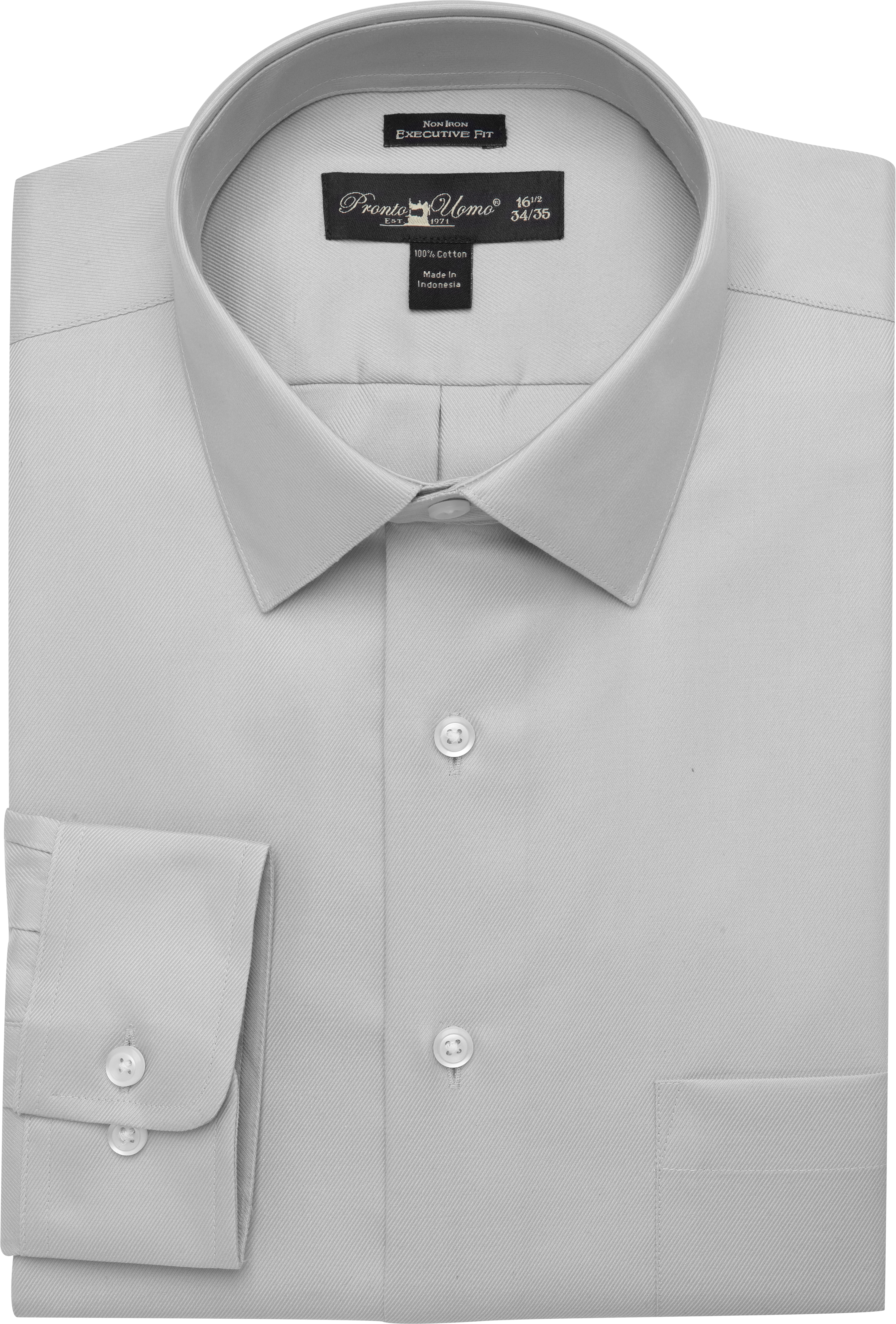 Pronto Uomo Gray Twill Executive Fit Dress Shirt